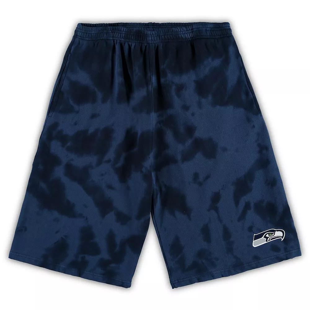 Men's College Navy Seattle Seahawks Big & Tall Tie-Dye Shorts, Size: 3XB, Blue Product Image