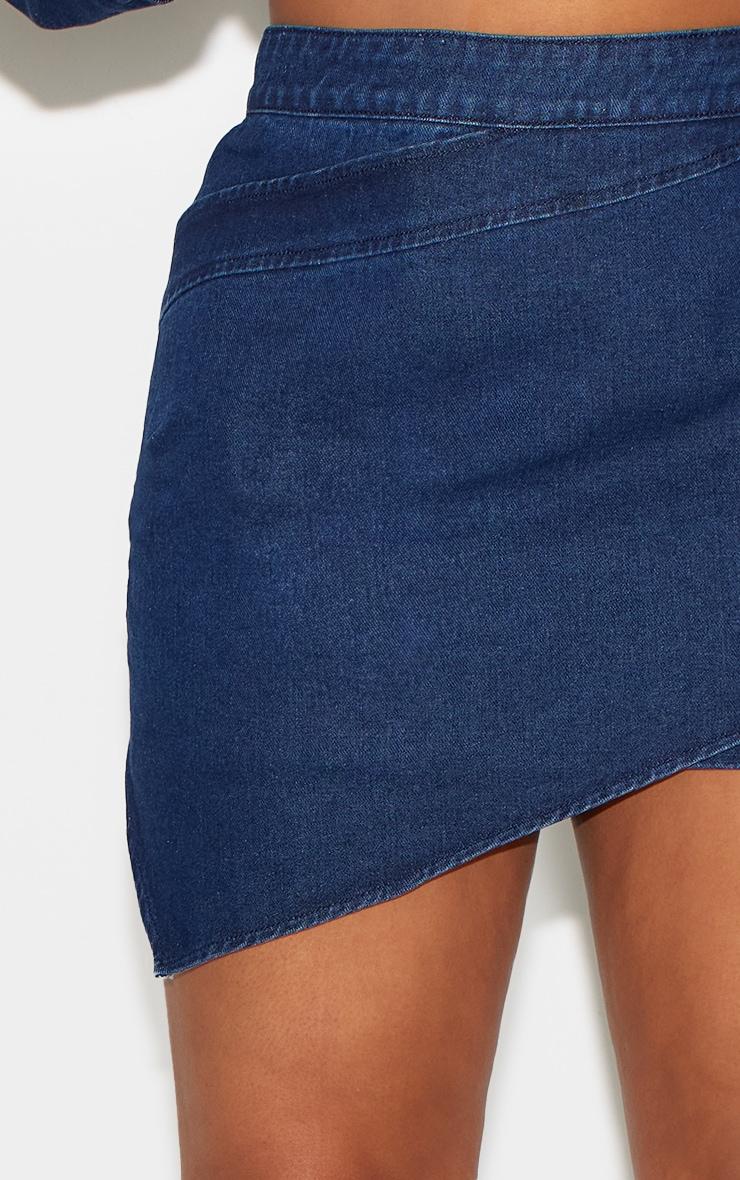 Plus Indigo Asymmetric Layered Panel Denim Mini Skirt Product Image
