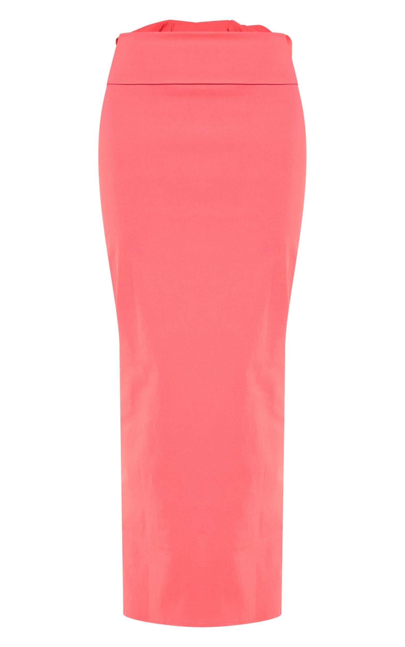 Hot Pink Stretch Woven Oversized Bow Detail Maxi Skirt Product Image