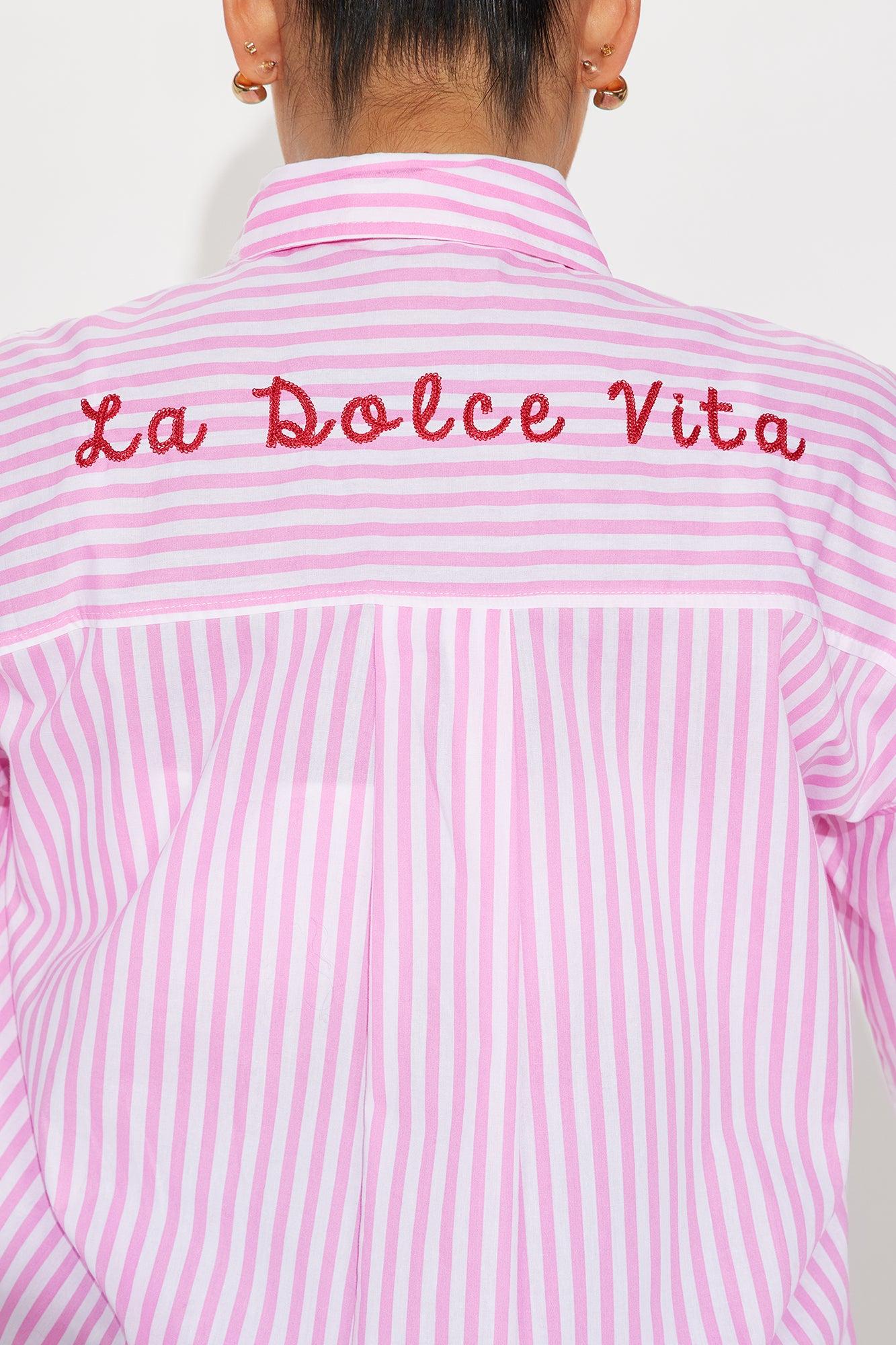 La Dolce Vita Striped Shirt - Pink/combo Product Image