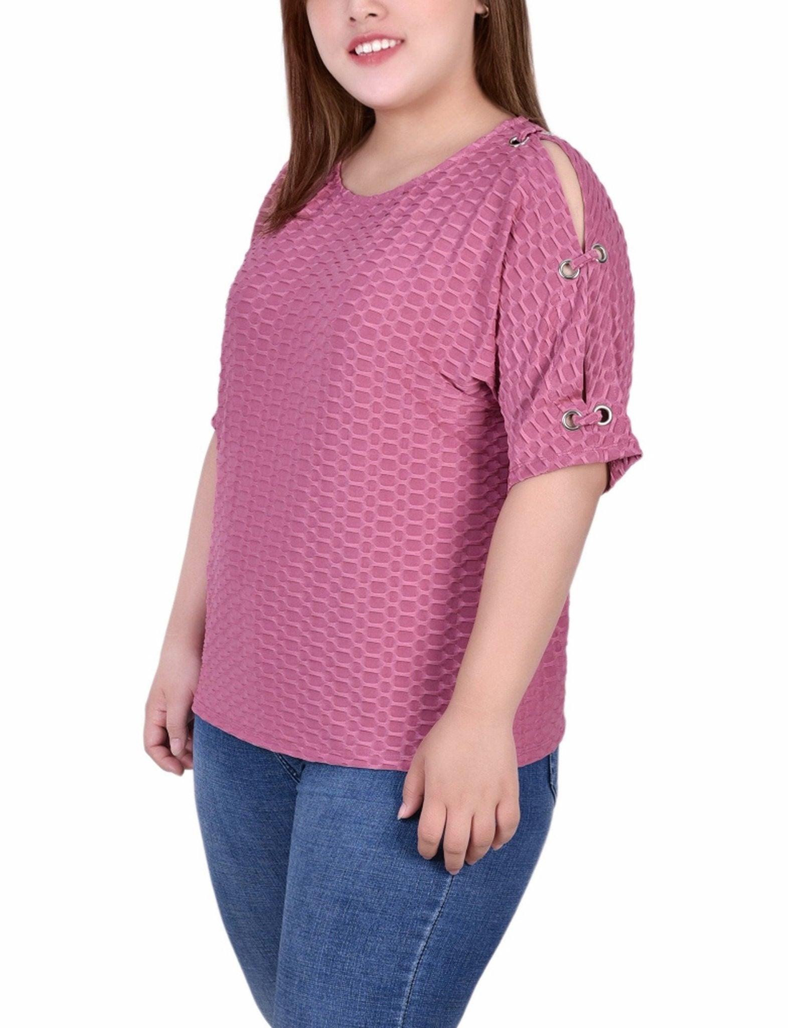 Mauve Honeycomb Open Shoulder Tunic - Plus Product Image