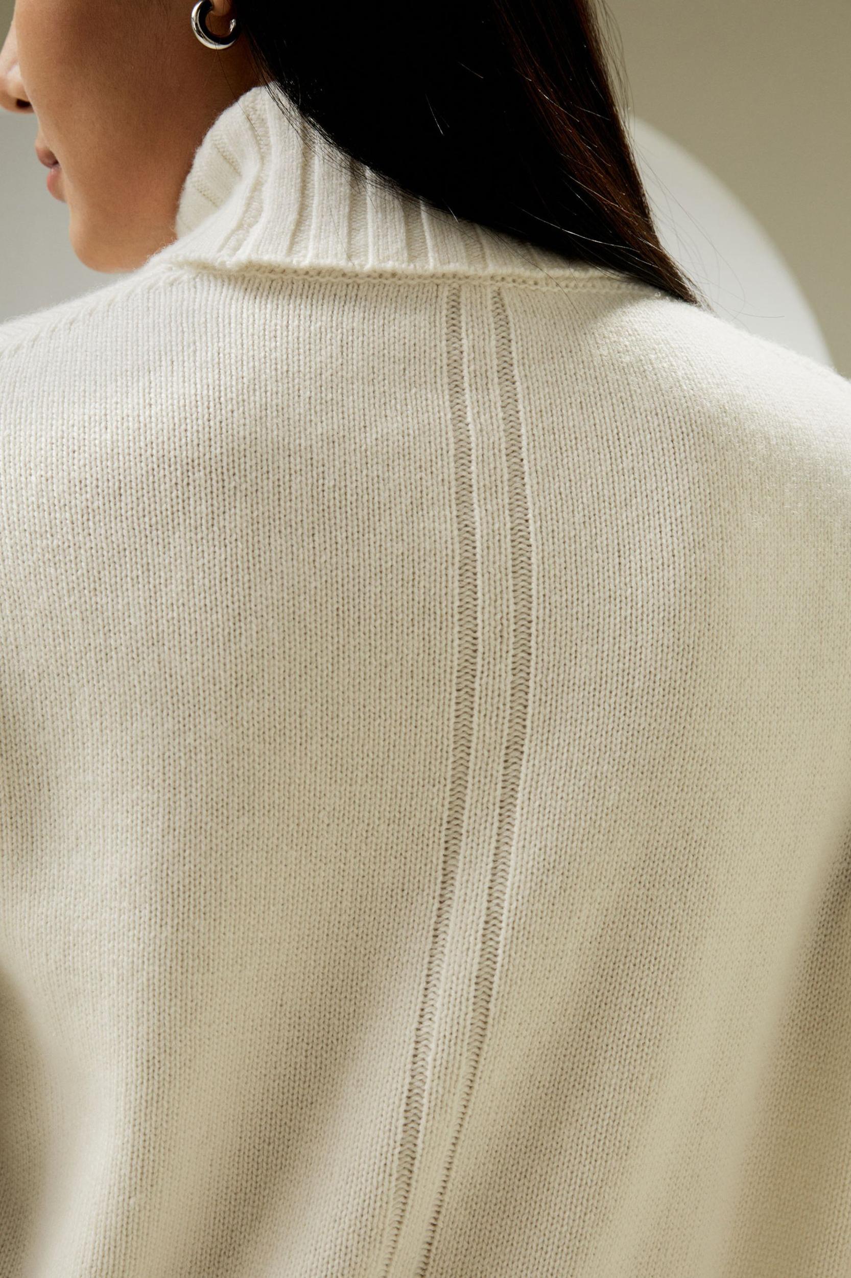 LILYSILK Womens Merino Wool Turtleneck Cashmere Sweater White Wool&Cashmere Luxurious Needlework Design Sweater S Product Image