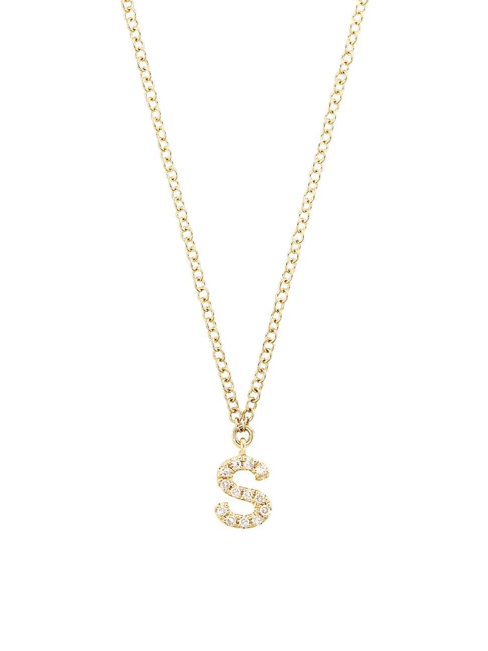 Womens 14K Yellow Gold & 0.03 TCW Diamond Initial Pendant Necklace Product Image