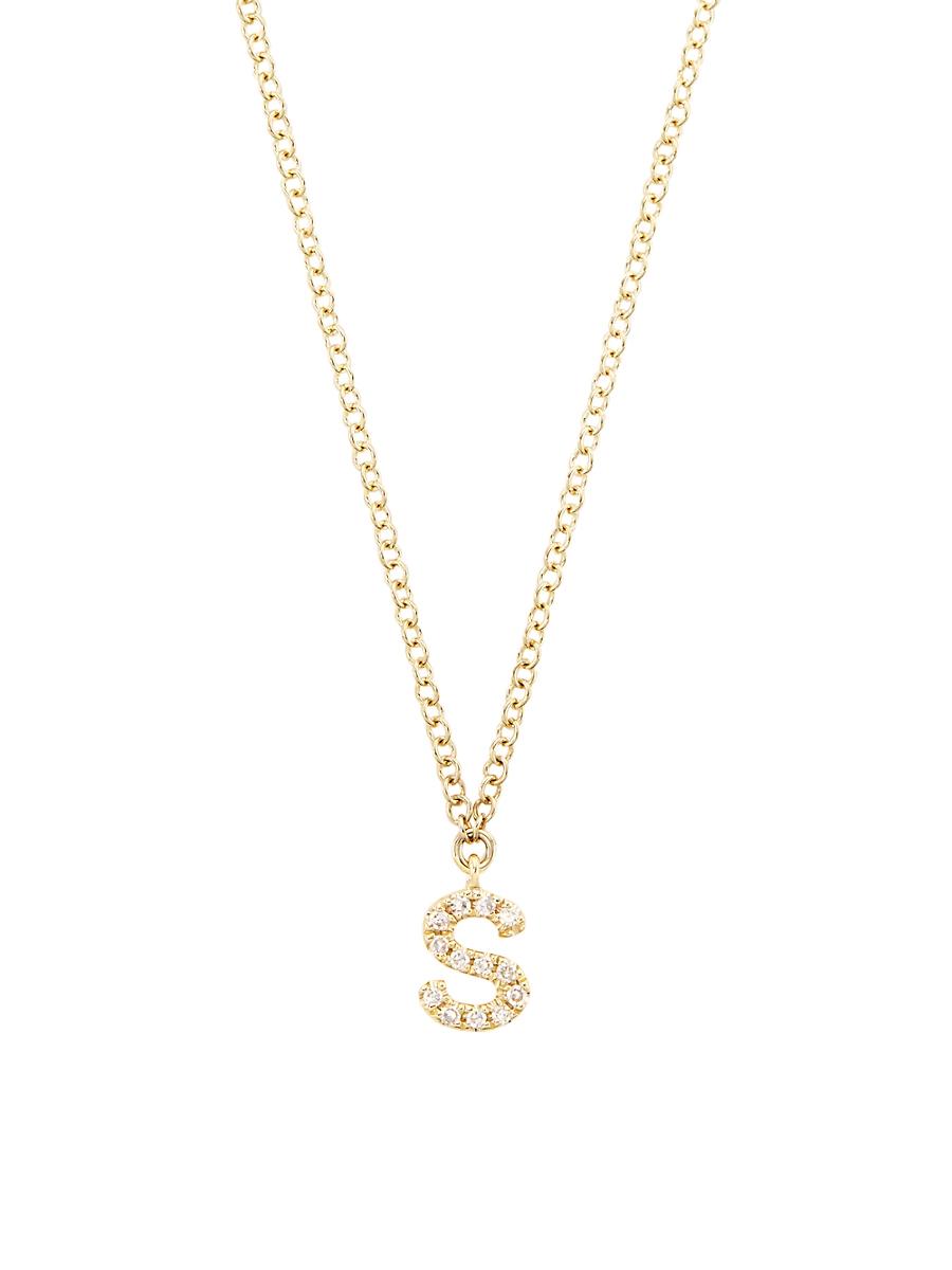 Womens 14K Yellow Gold & 0.03 TCW Diamond Initial Pendant Necklace Product Image
