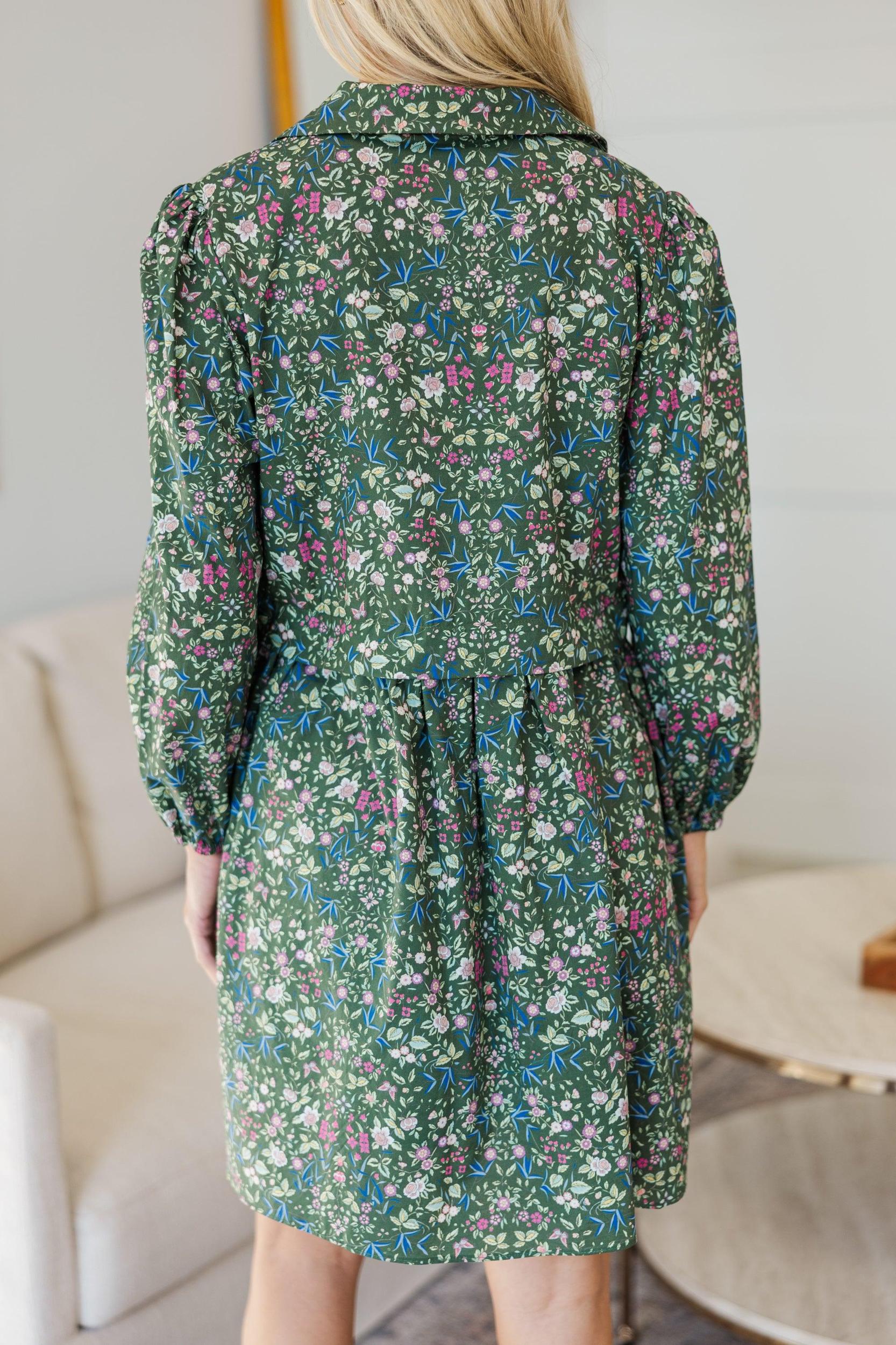 NURSING COLLECTION: Lots Of Love Green Floral Shirt Dress Female Product Image