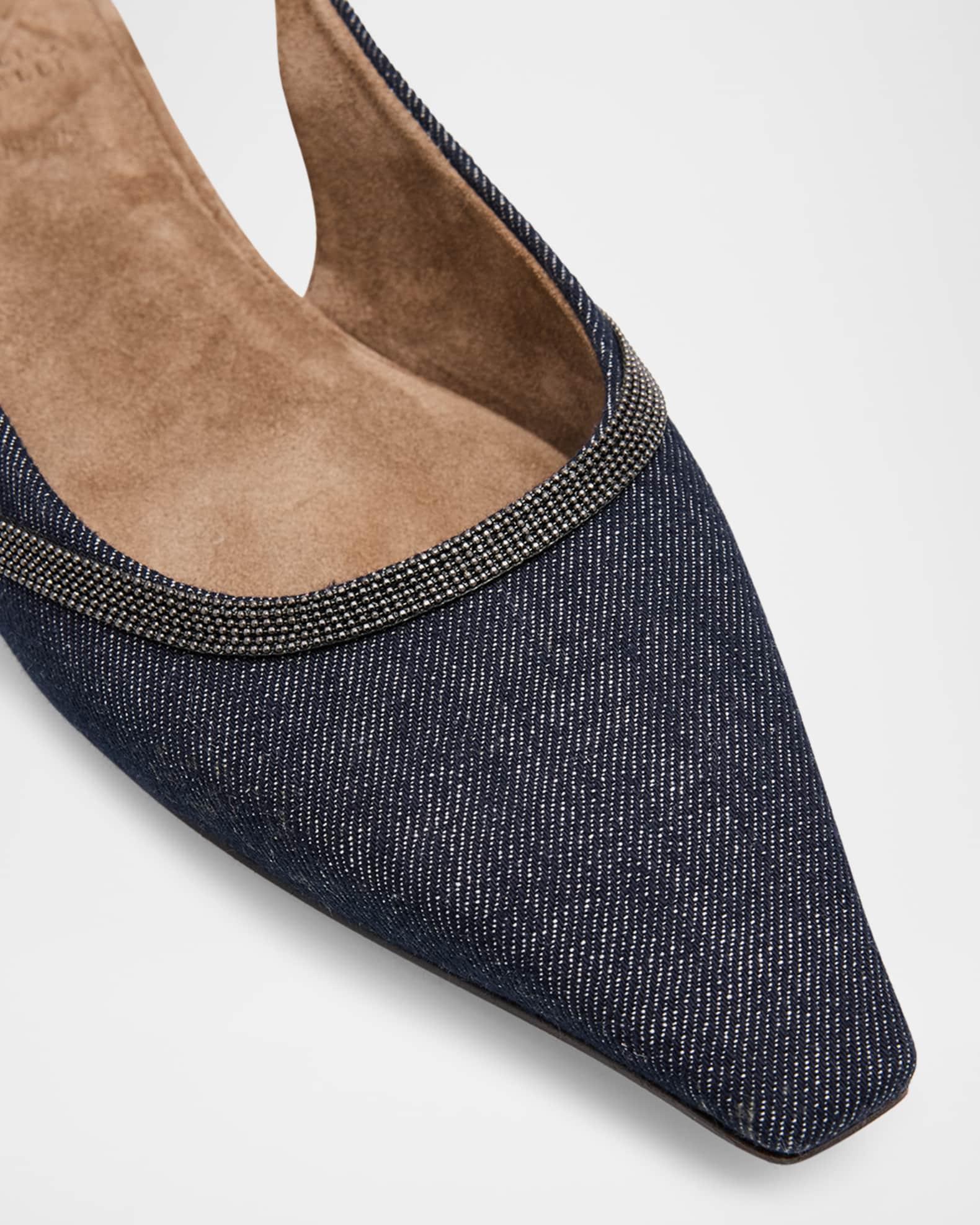 Denim Monili Slingback Ballerina Flats Product Image