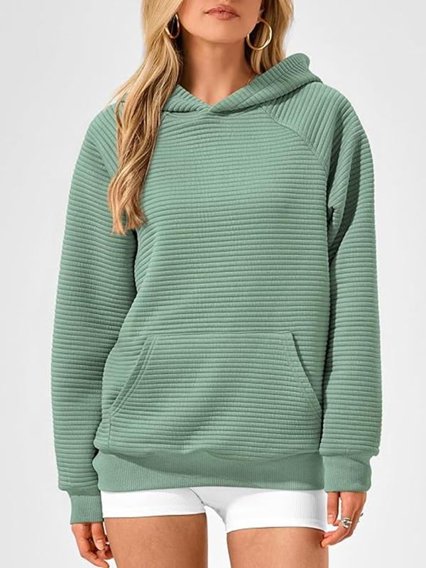 Hooded Long Sleeves Pockets Solid Color Split-Joint Hoodies Tops Product Image