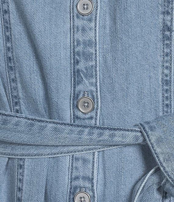 Westbound Short Sleeve Button Front Denim Shirt A-Line Midi Dress Product Image