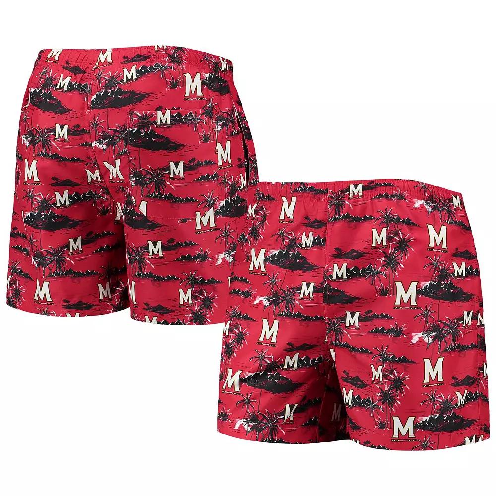 Men's FOCO Red Maryland Terrapins Island Palm Swim Trunks, Size: XL Product Image