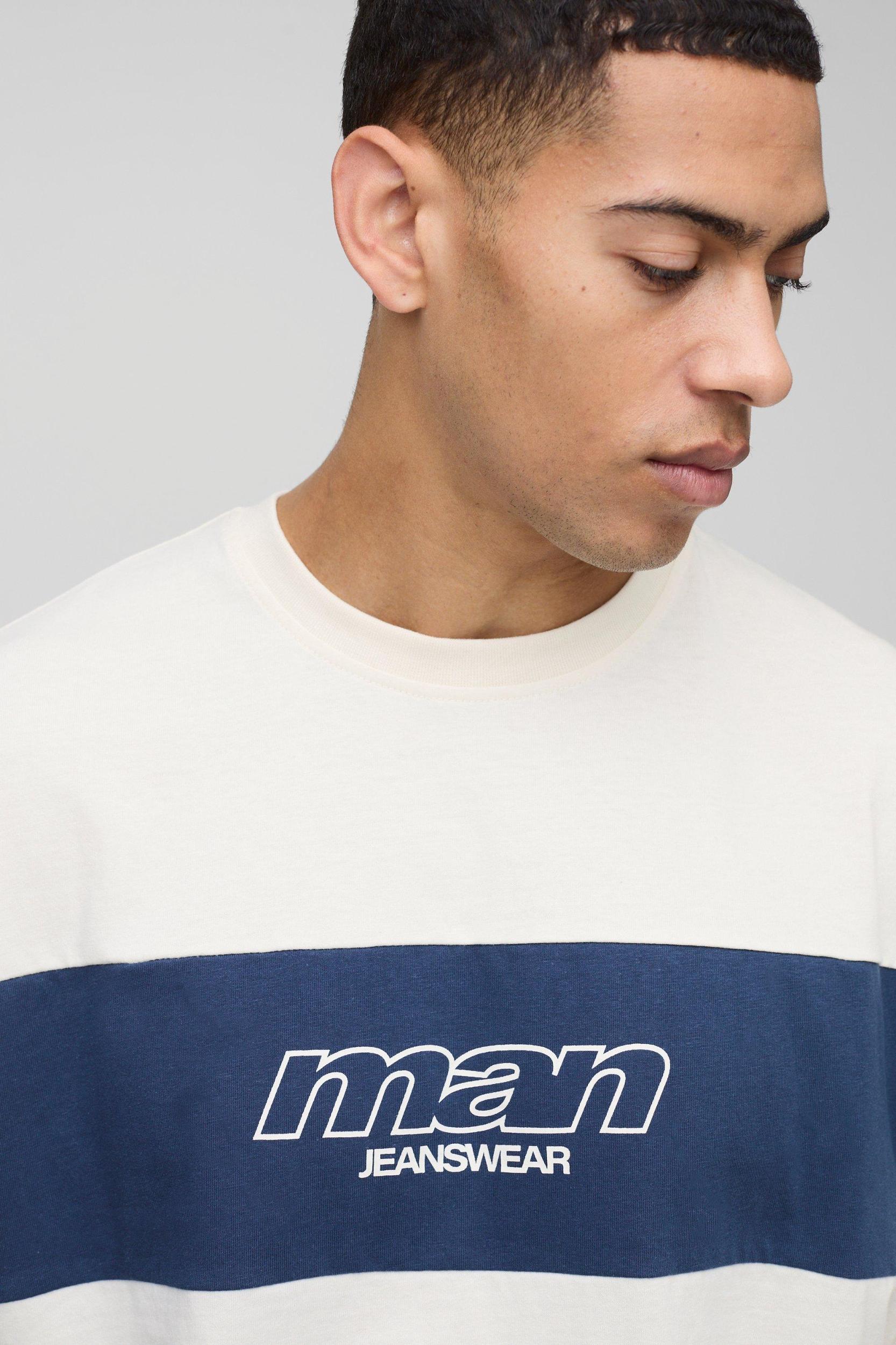 Oversized Man Colour Block T-Shirt | boohooMAN USA Product Image