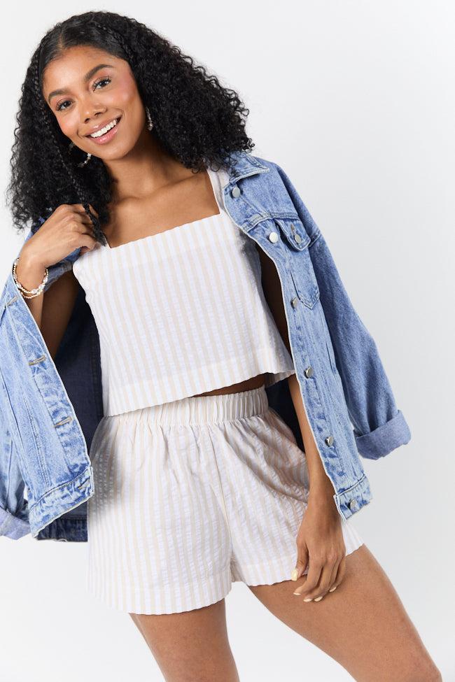 Can't Convince Me Ivory and Taupe Striped Woven Set FINAL SALE Product Image