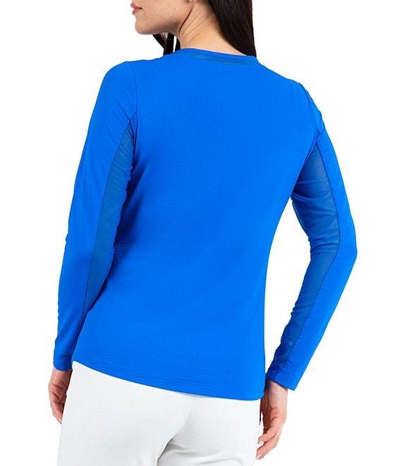 IBKUL Long Sleeve Mesh Inlay Crew Neck Top Product Image