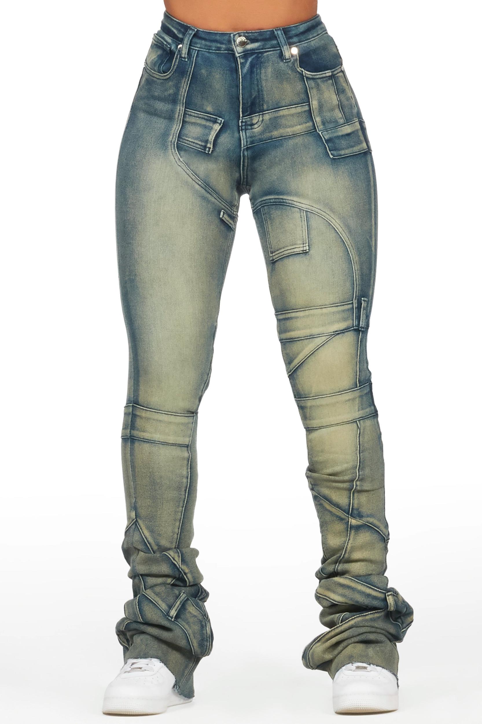 Wynter Tinted Dark Wash Super Stacked Jean Female Product Image