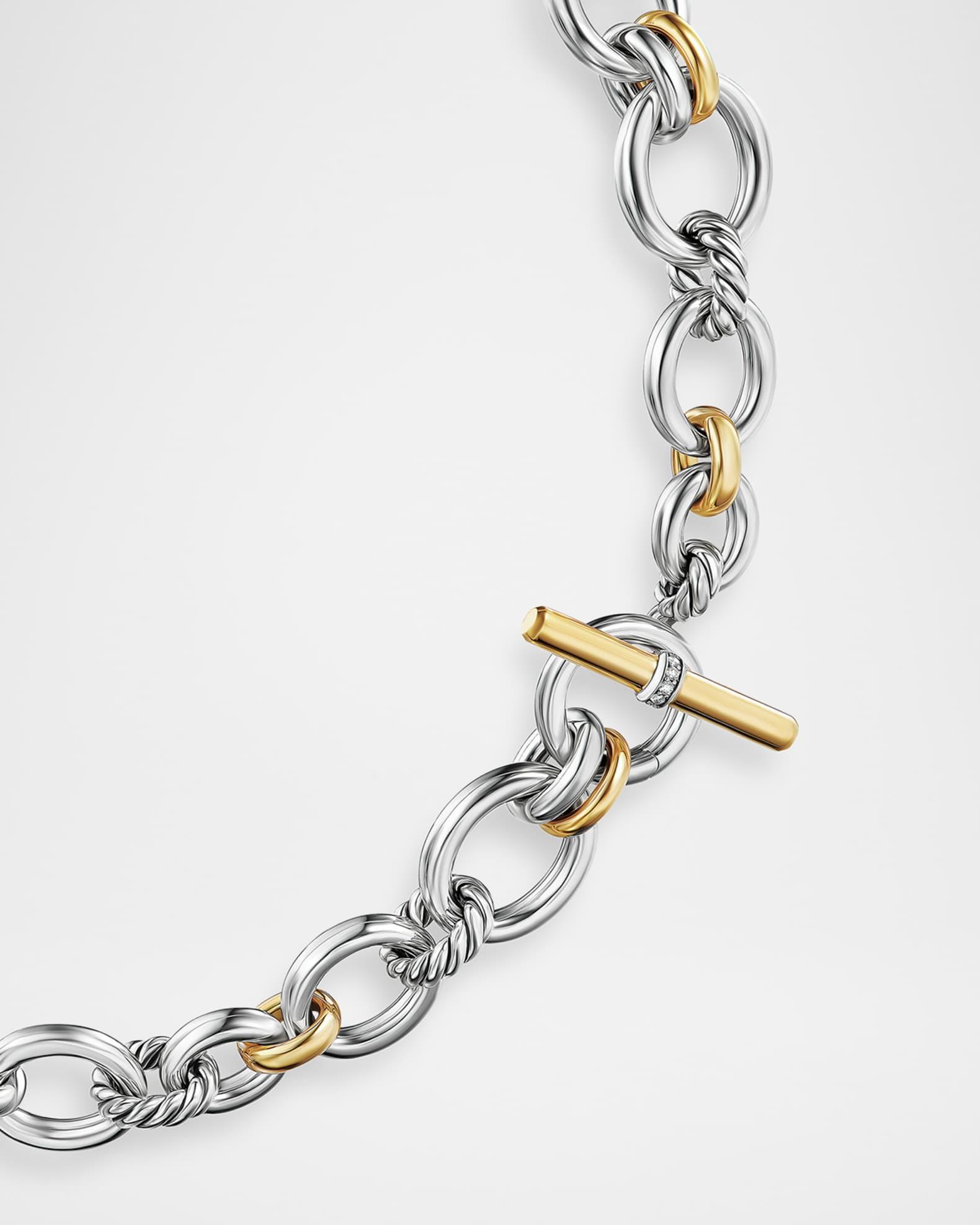 DY Mercer Chain Necklace with Diamonds and 18K Gold in Silver, 20mm Product Image