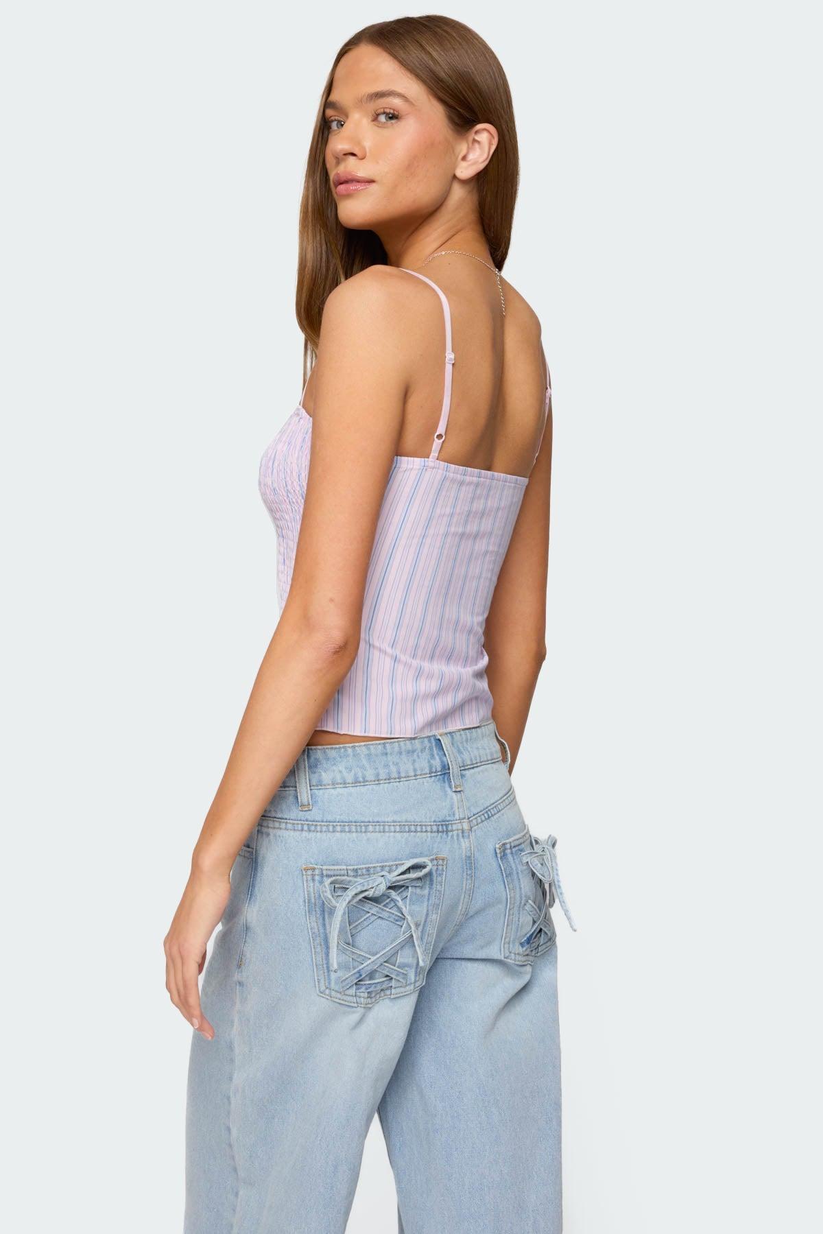 Leela Scrunch Striped Tank Top Product Image