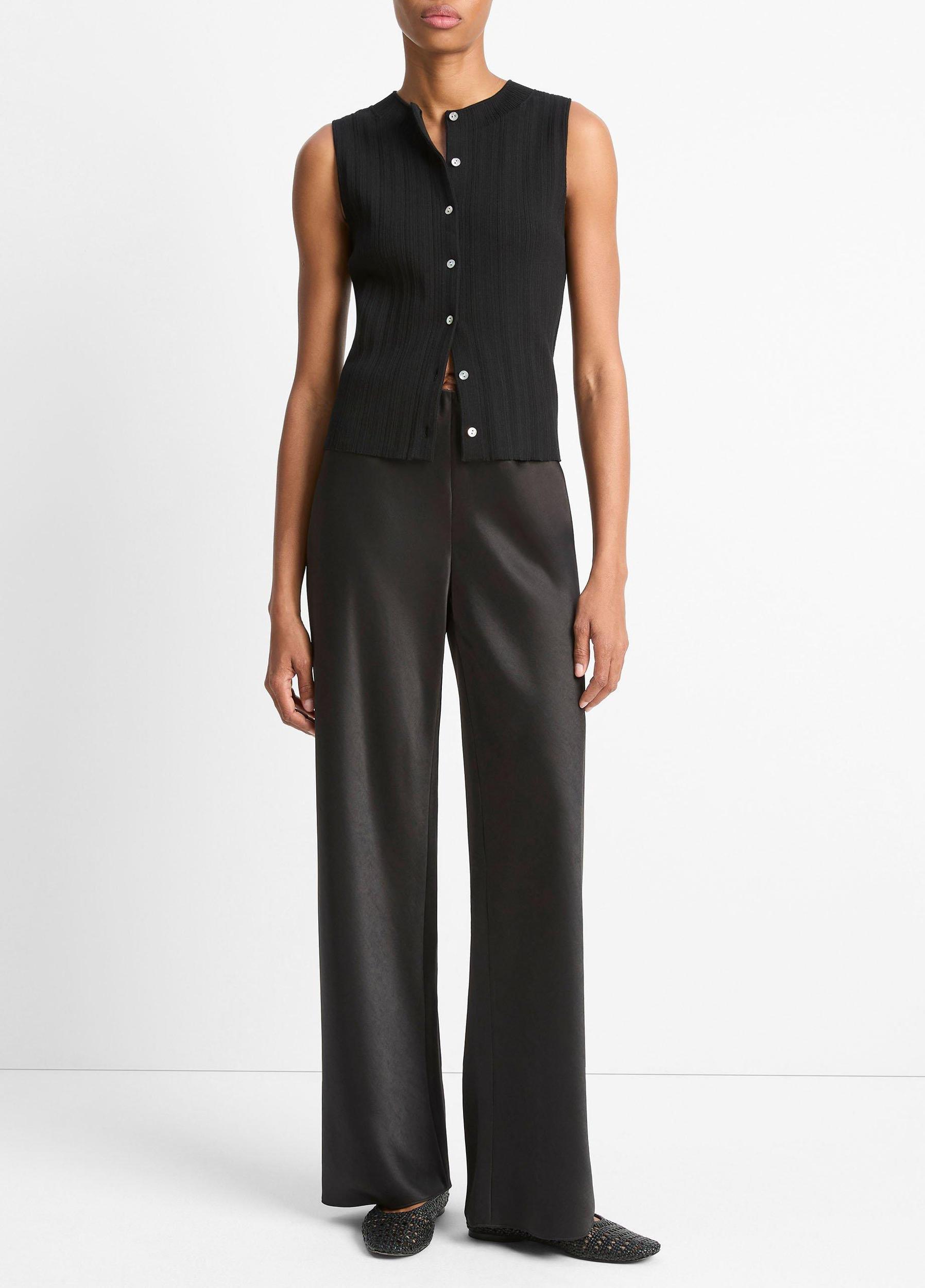 Ribbed Italian Cotton-Blend Button-Front Sweater Shell Product Image