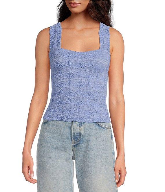 Free People Love Letter Jacquard Floral Square Neck Sleeveless Wide Strap Cami Top Product Image