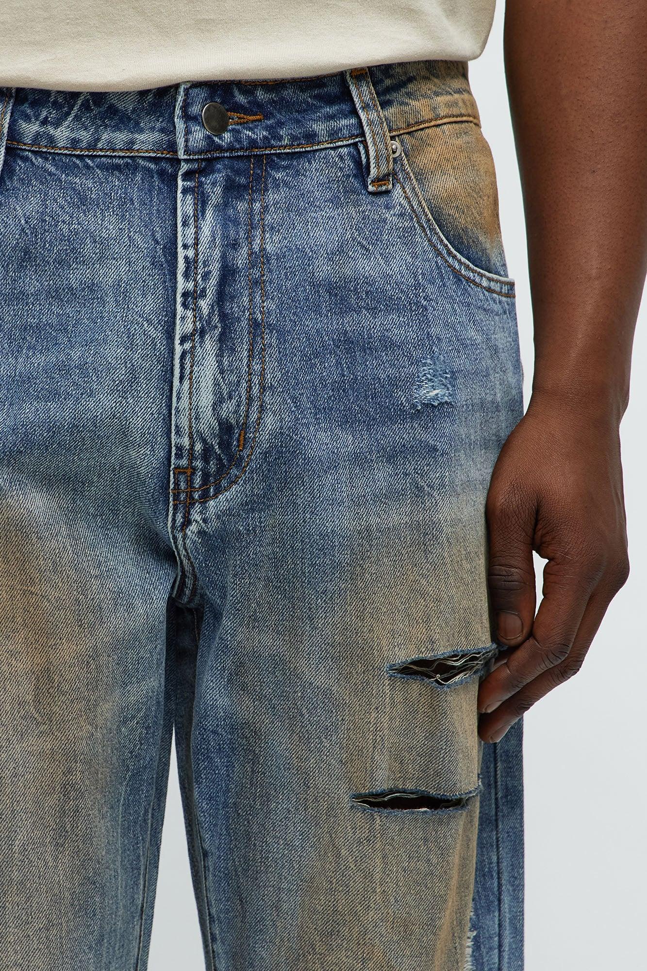Straight Get Dirty With It Distressed Jeans - Medium Blue Wash Product Image
