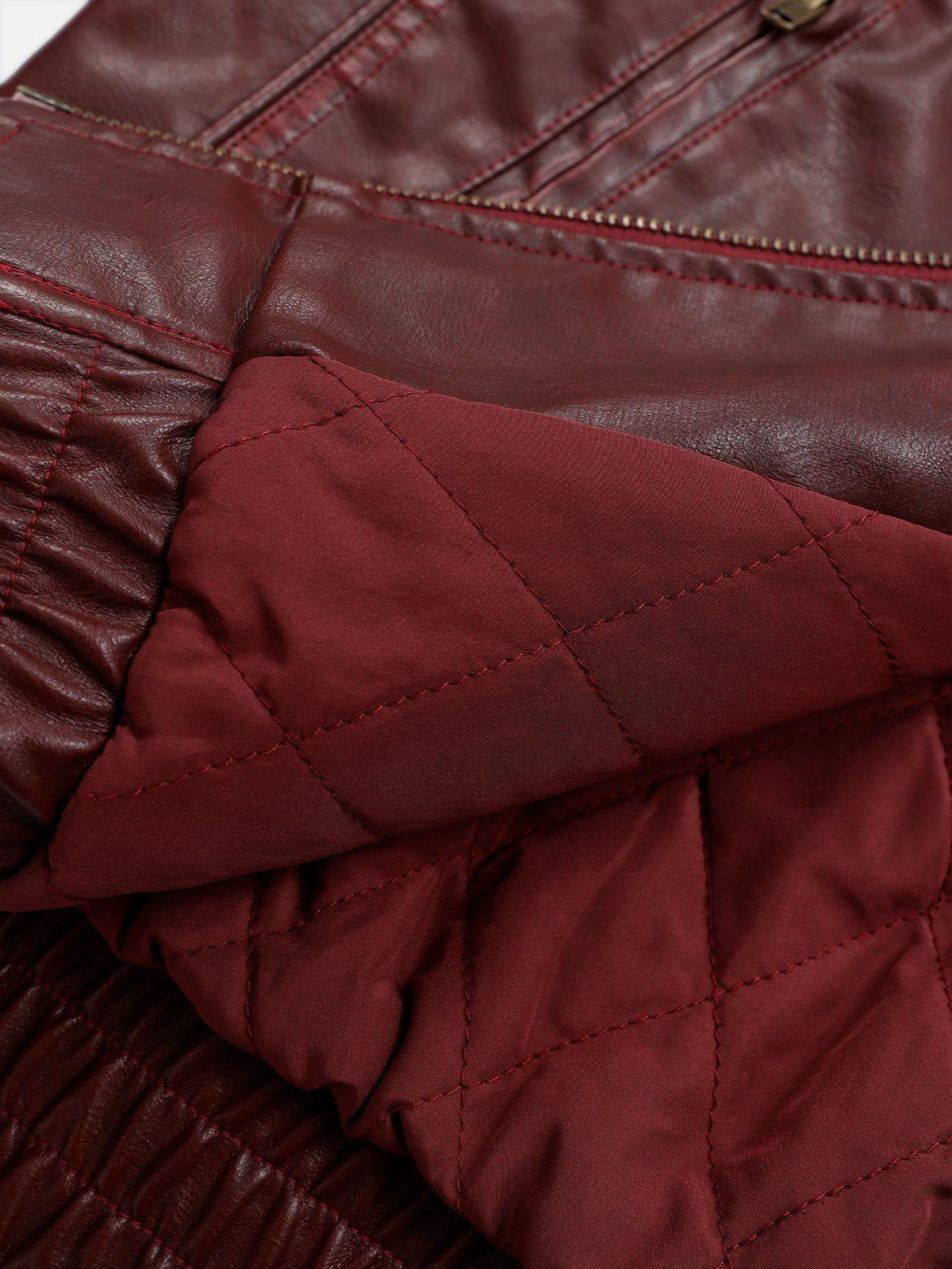 Aelfric Eden Detachable Collar Faux Leather Coat Product Image