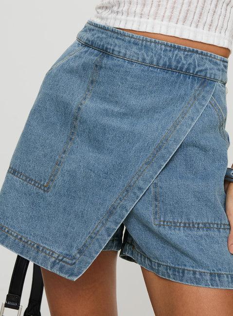 Bentiez Denim Skort Mid Wash Product Image