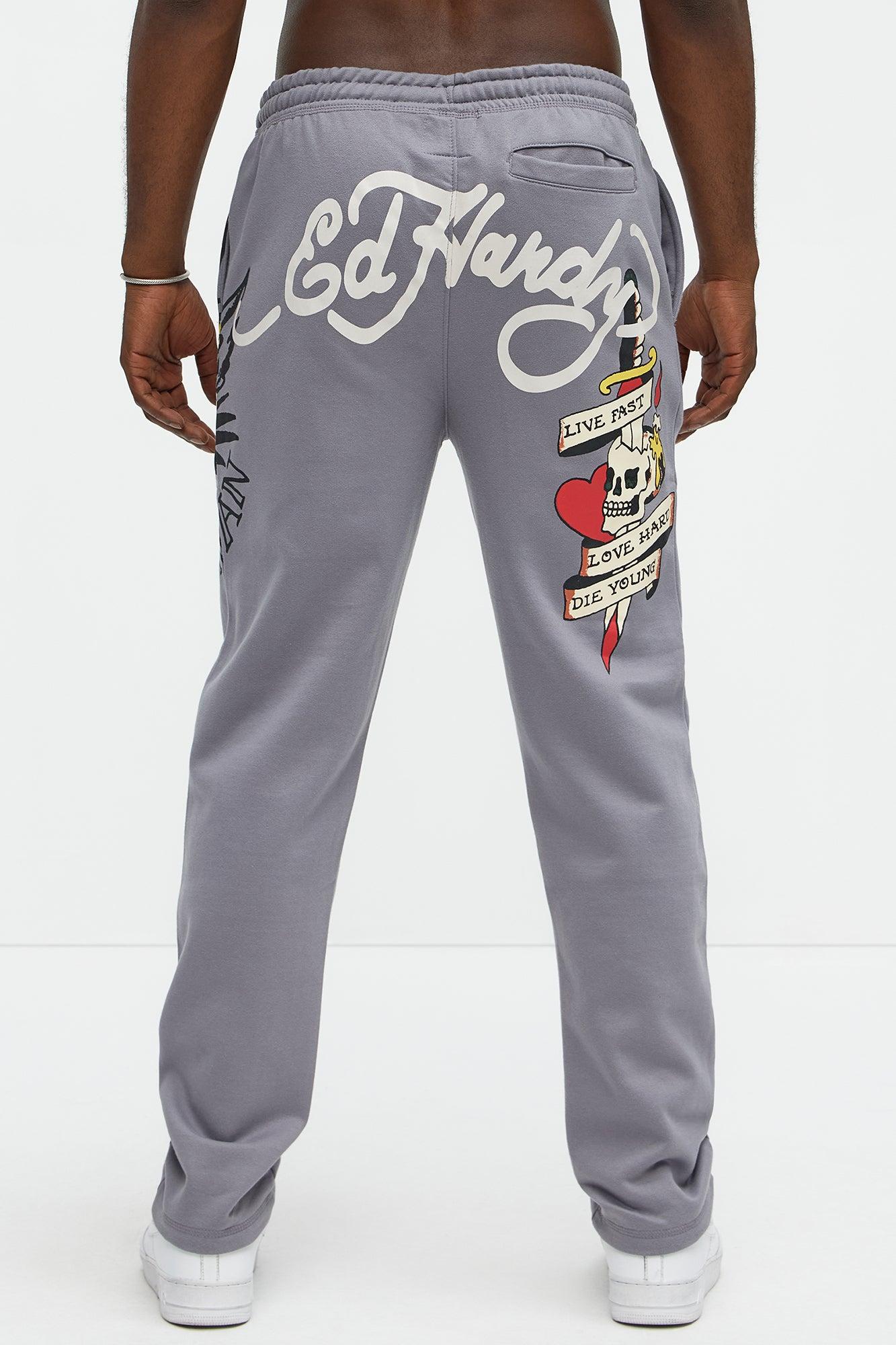 Ed Hardy Love Kills Skull Sweatpants - Grey Product Image