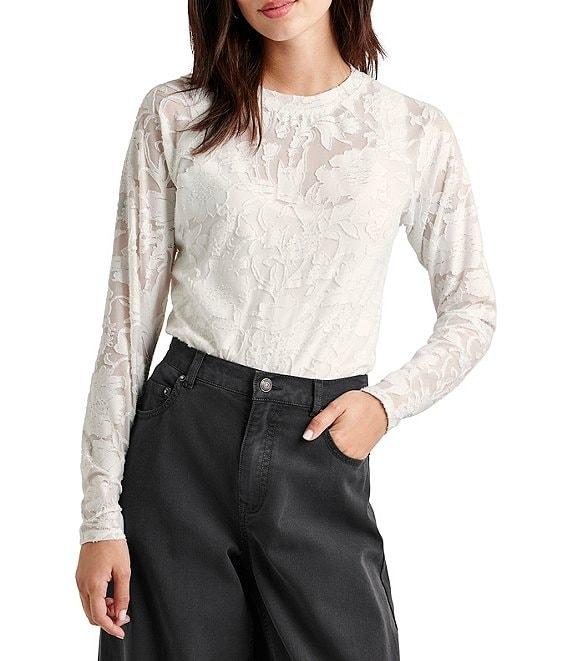 Splendid Cecelia Floral Burnout Crew Neck Long Sleeve Tee Product Image
