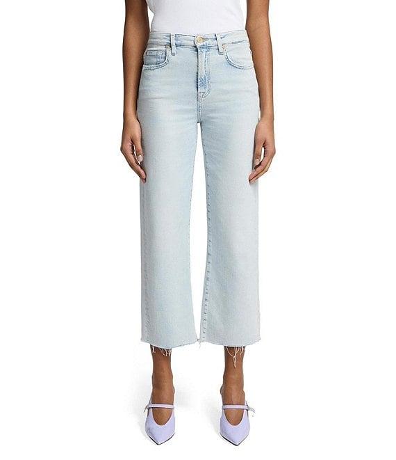7 For All Mankind Alexa High Rise Raw Hem Cropped Jeans Product Image