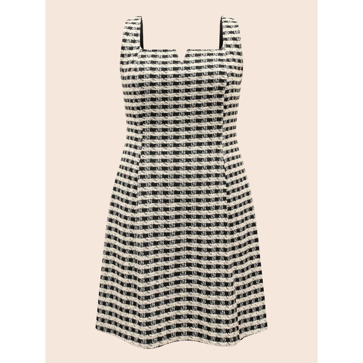 Plus Size Stretch Woven Notched Collar Fitted Midi Dress DimGray Women At the Office Texture Notched collar Sleeveless Curvy BloomChic 18-20/2X Product Image