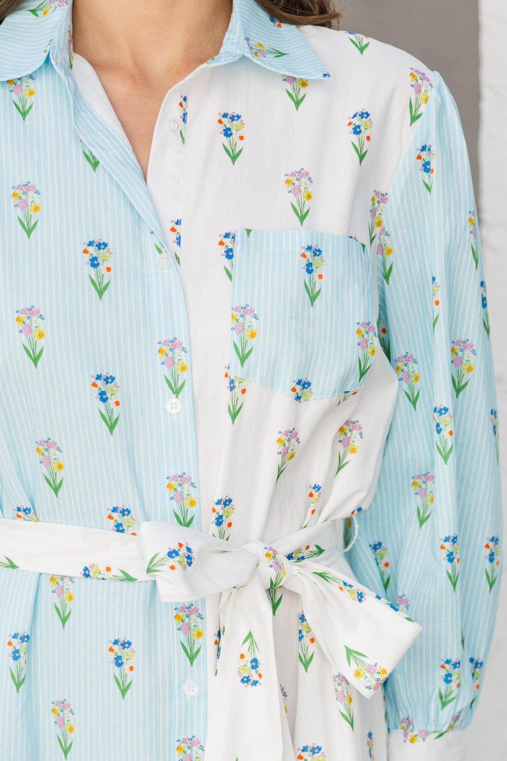 How It Starts Light Blue Striped Midi Dress Female Product Image