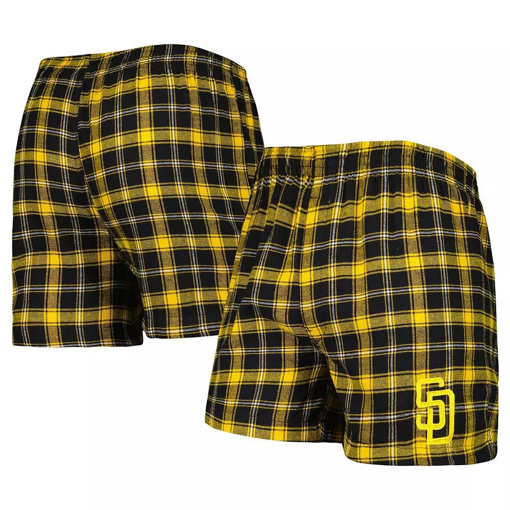 Men's Concepts Sport Black/Gold San Diego Padres Ledger Flannel Boxers, Size: 4XL Product Image