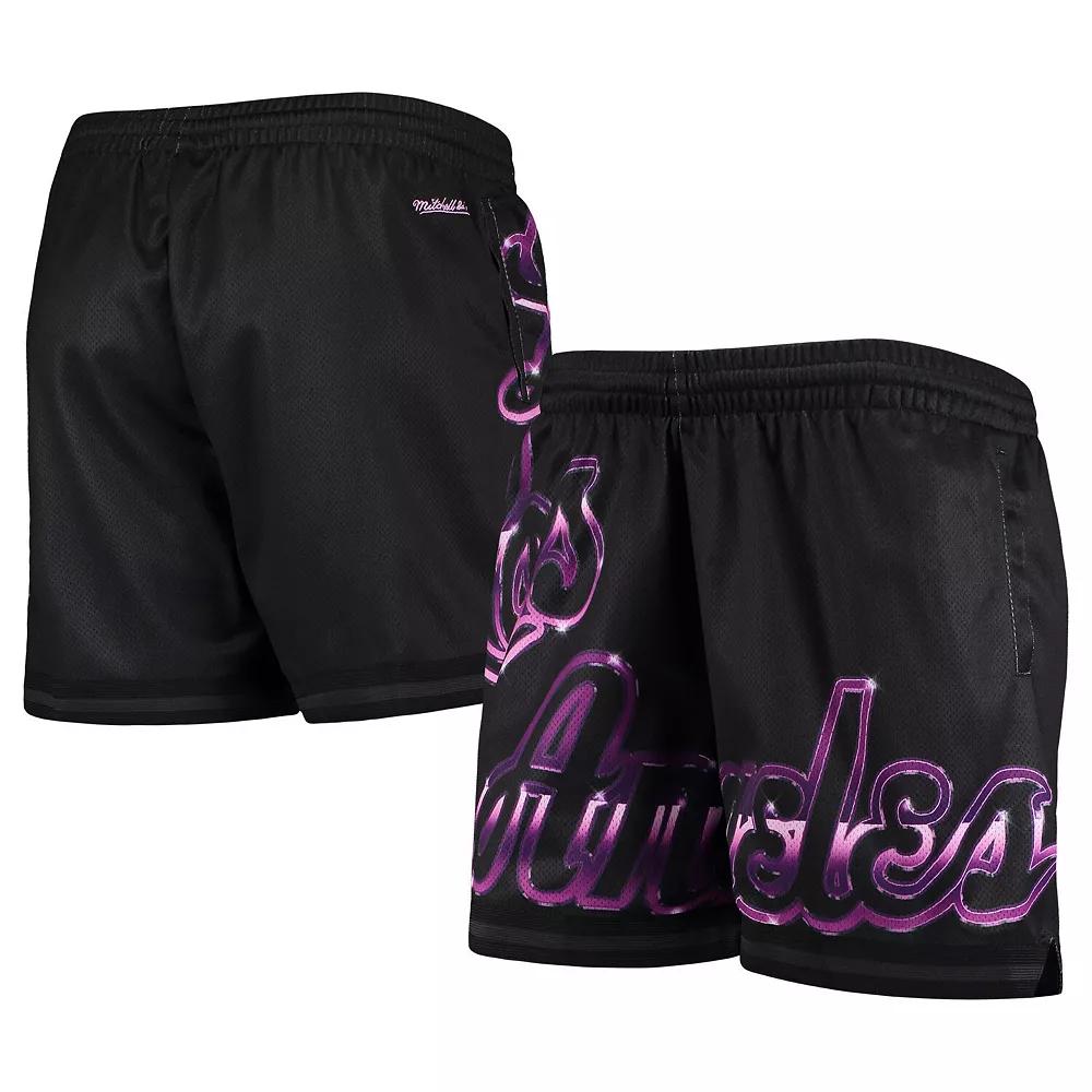 Women's Mitchell & Ness Black Los Angeles Lakers Big Face 4.0 Mesh Shorts,  Product Image