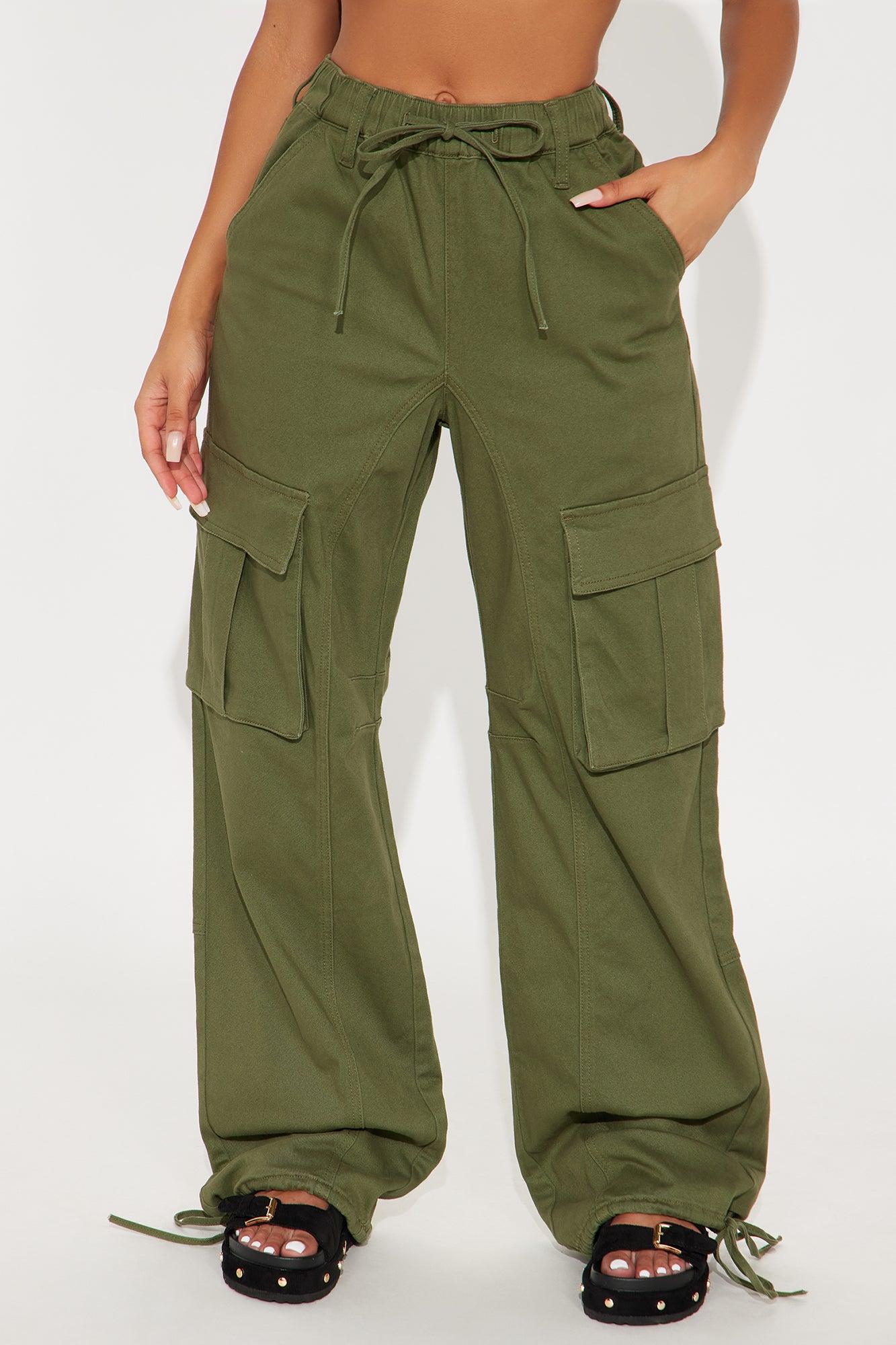 Portland Washed Cargo Pant - Military Green Female Product Image