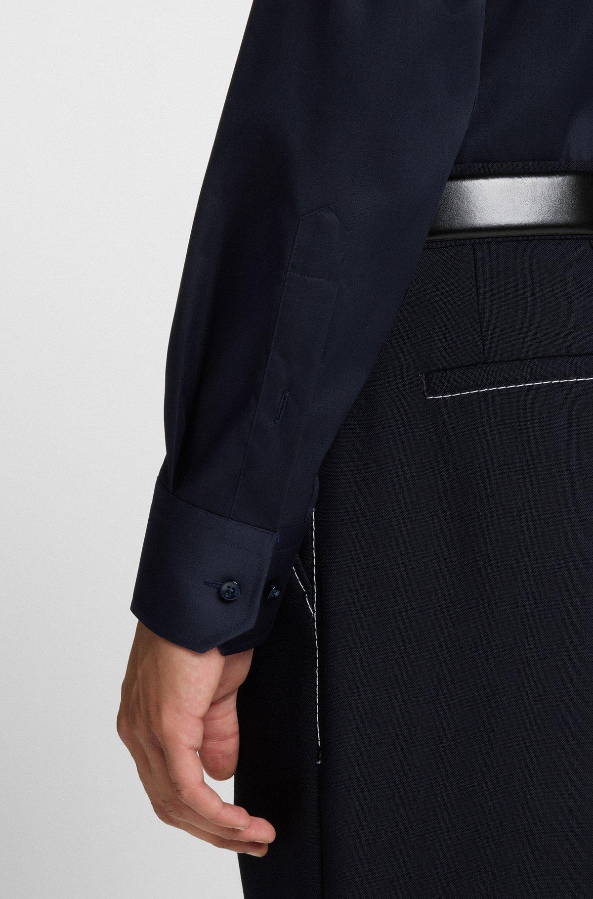 BOSS - Regular-fit shirt in easy-iron cotton poplin - Dark Blue Product Image