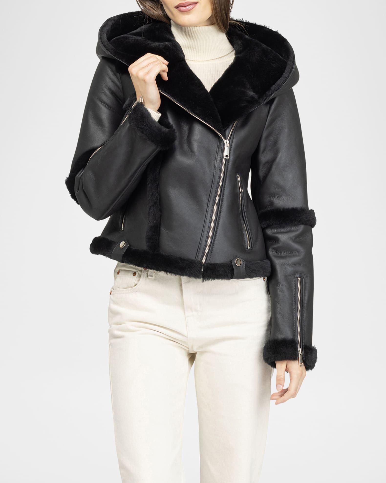 Shearling Lamb Hooded Zip Jacket Product Image