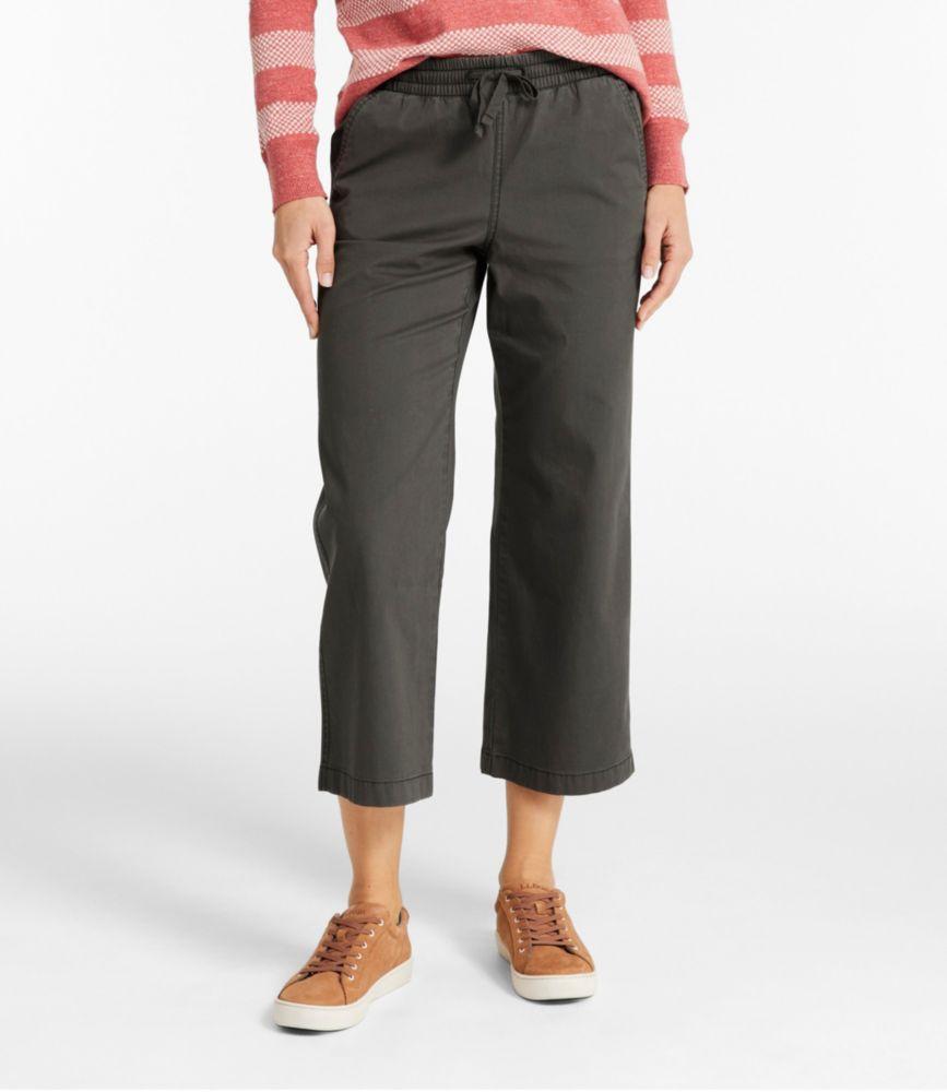 Women's Lakewashed Pull-on Chinos, Mid-Rise Wide-Leg Crop Product Image