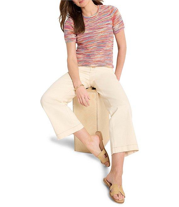 NIC + ZOE Spacedye Tuck Stitch Knit Round Neck Short Sleeve Tee Product Image