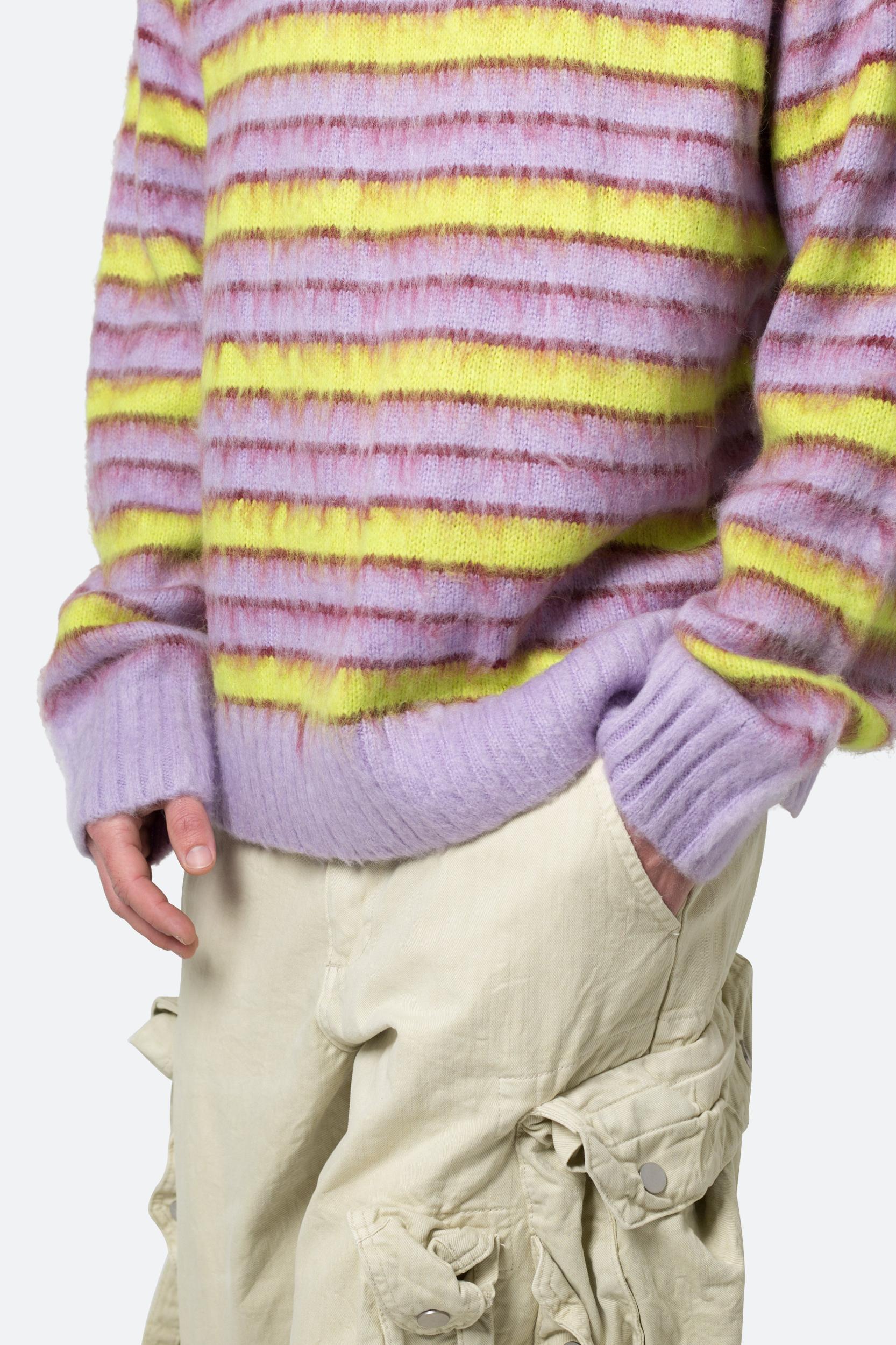 Striped Mohair Sweater - Green/Purple Product Image