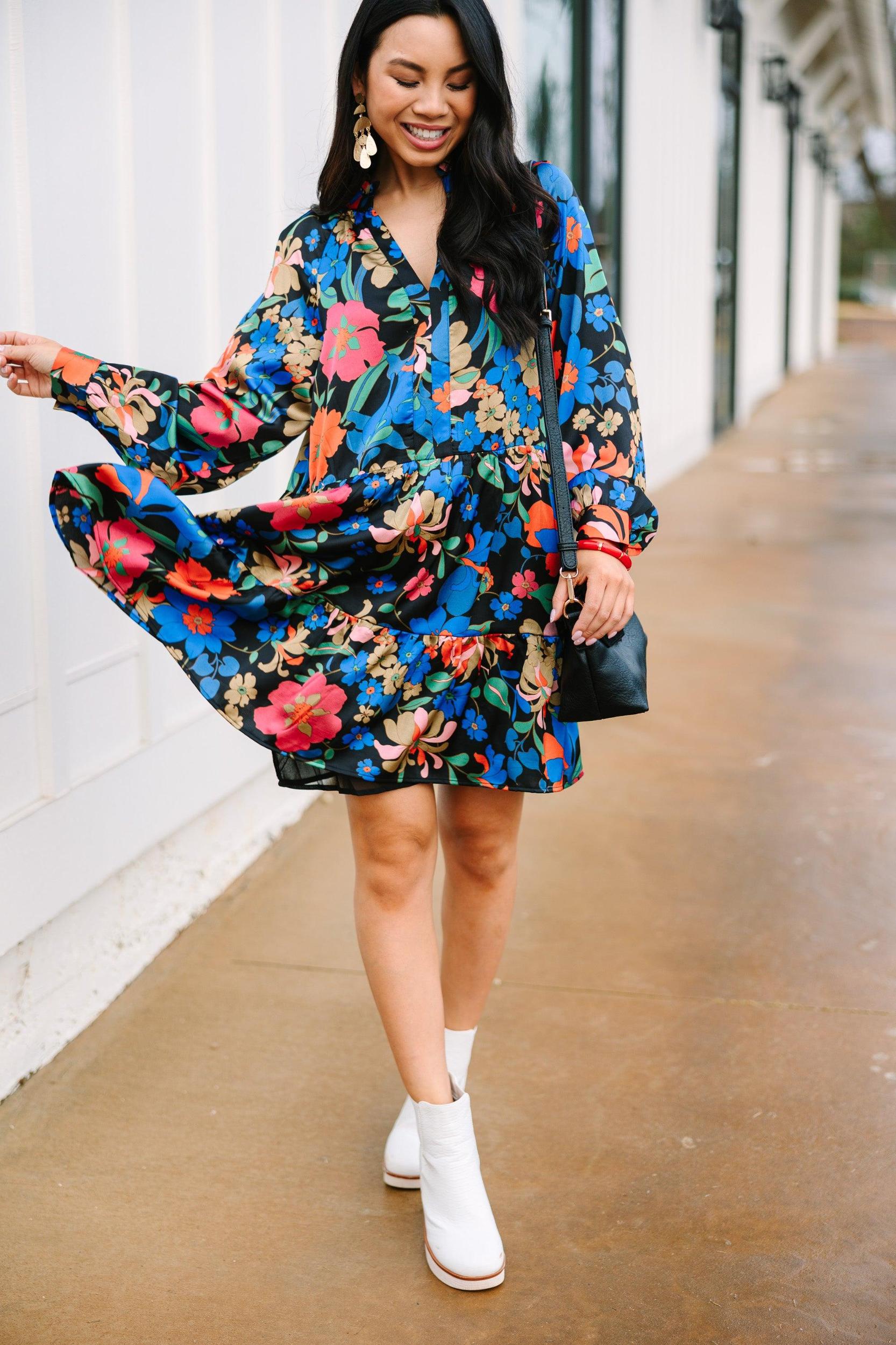 In Your Dreams Black Floral Babydoll Dress Female Product Image