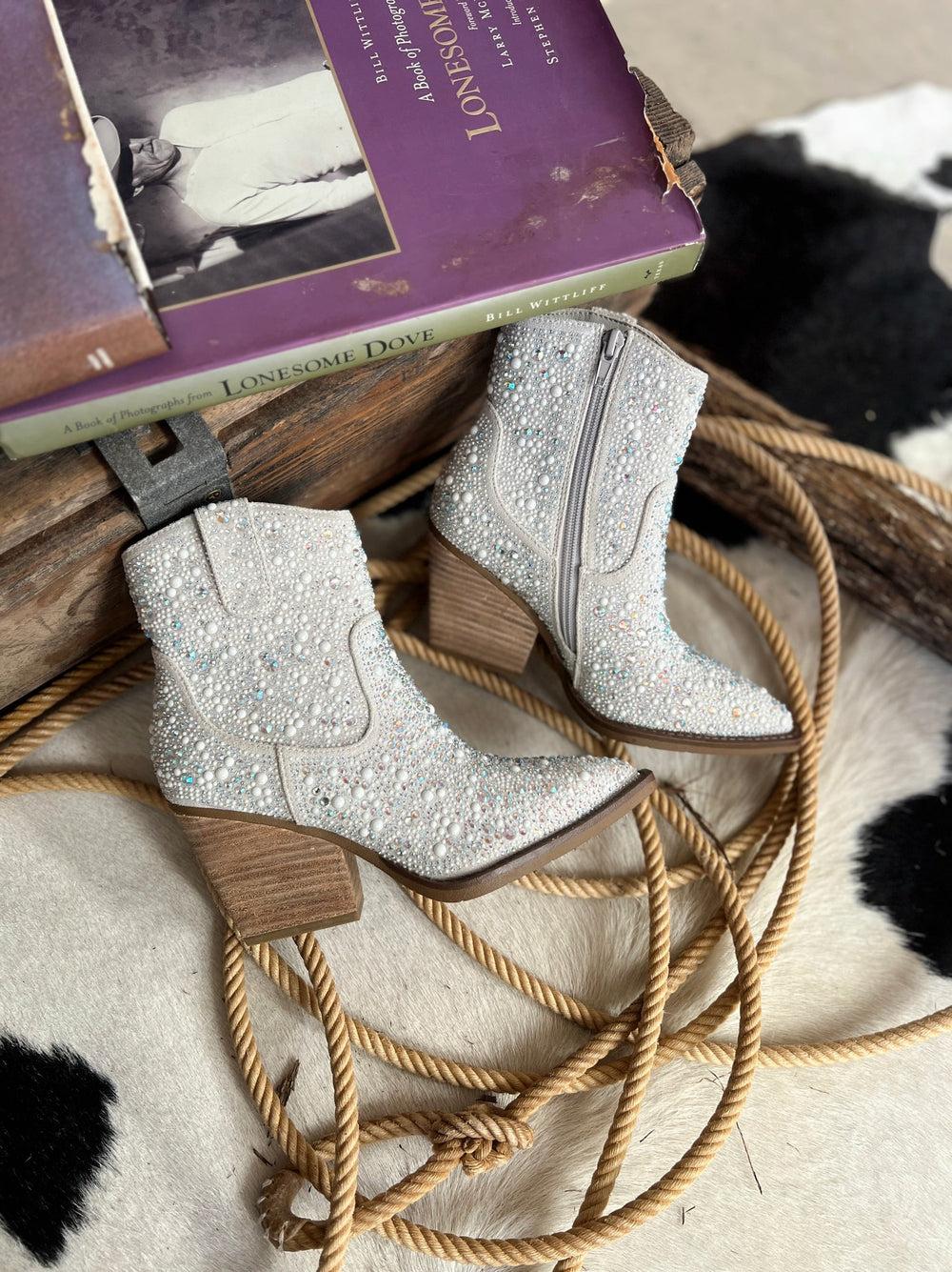 Very G Pearl "Kady" Silver Rhinestone Booties* Product Image