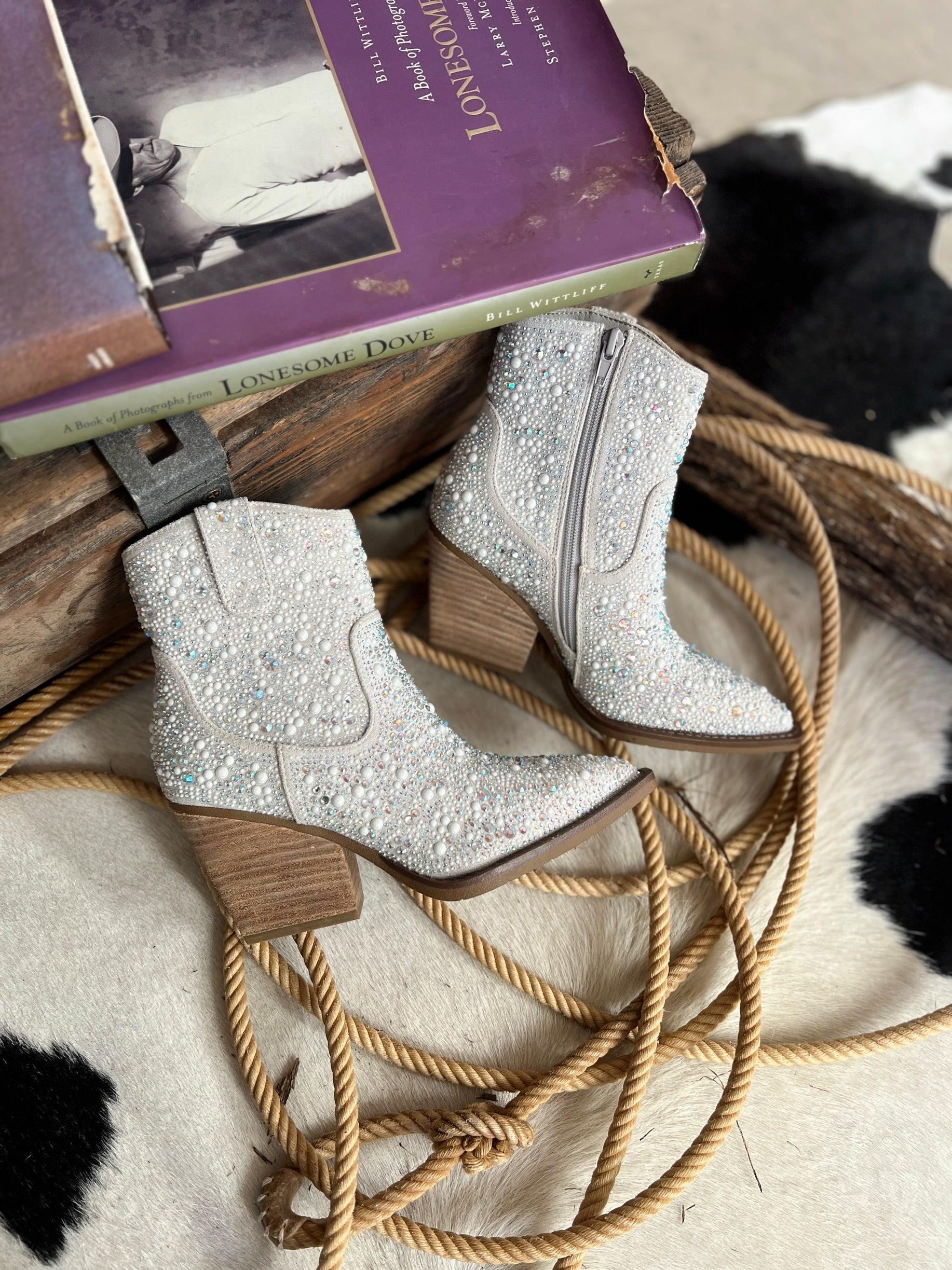 Very G Pearl "Kady" Silver Rhinestone Booties* Product Image