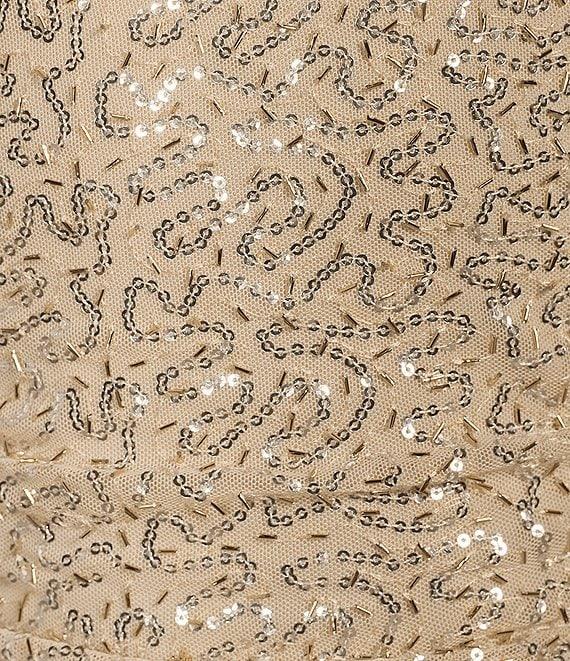 B. Darlin Strapless Shirred Pleated Front Sequin With Bugle Beads Dress Product Image