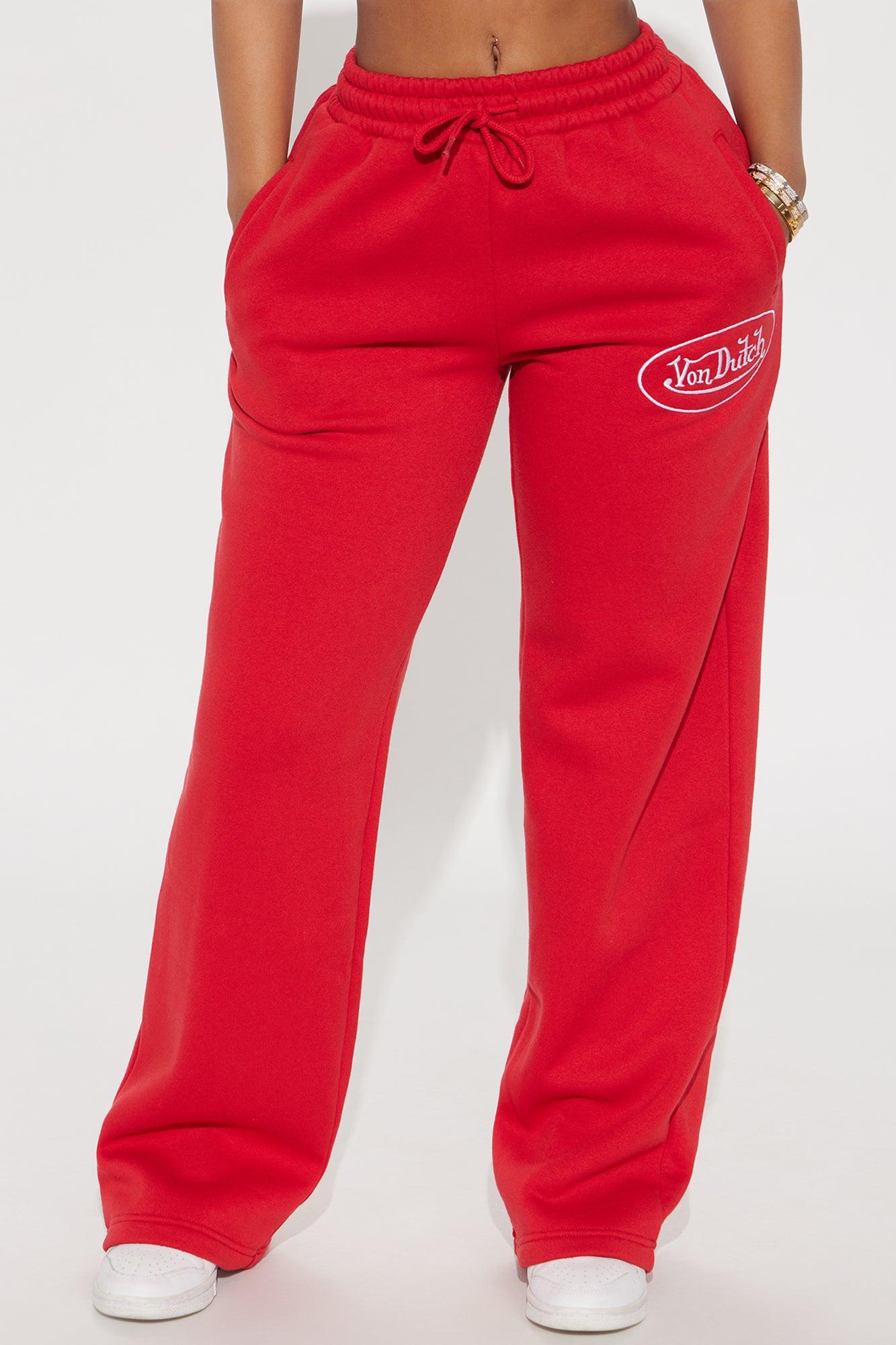 Von Dutch Timeless Wide Leg Pant - Red/White Product Image