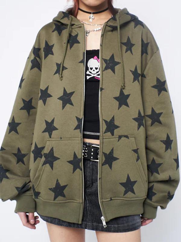 Star Print Oversized Hoodie Product Image