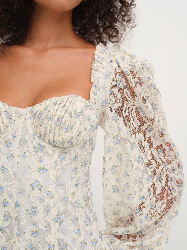 Donna Long Sleeve Mini Dress — Blue Product Image