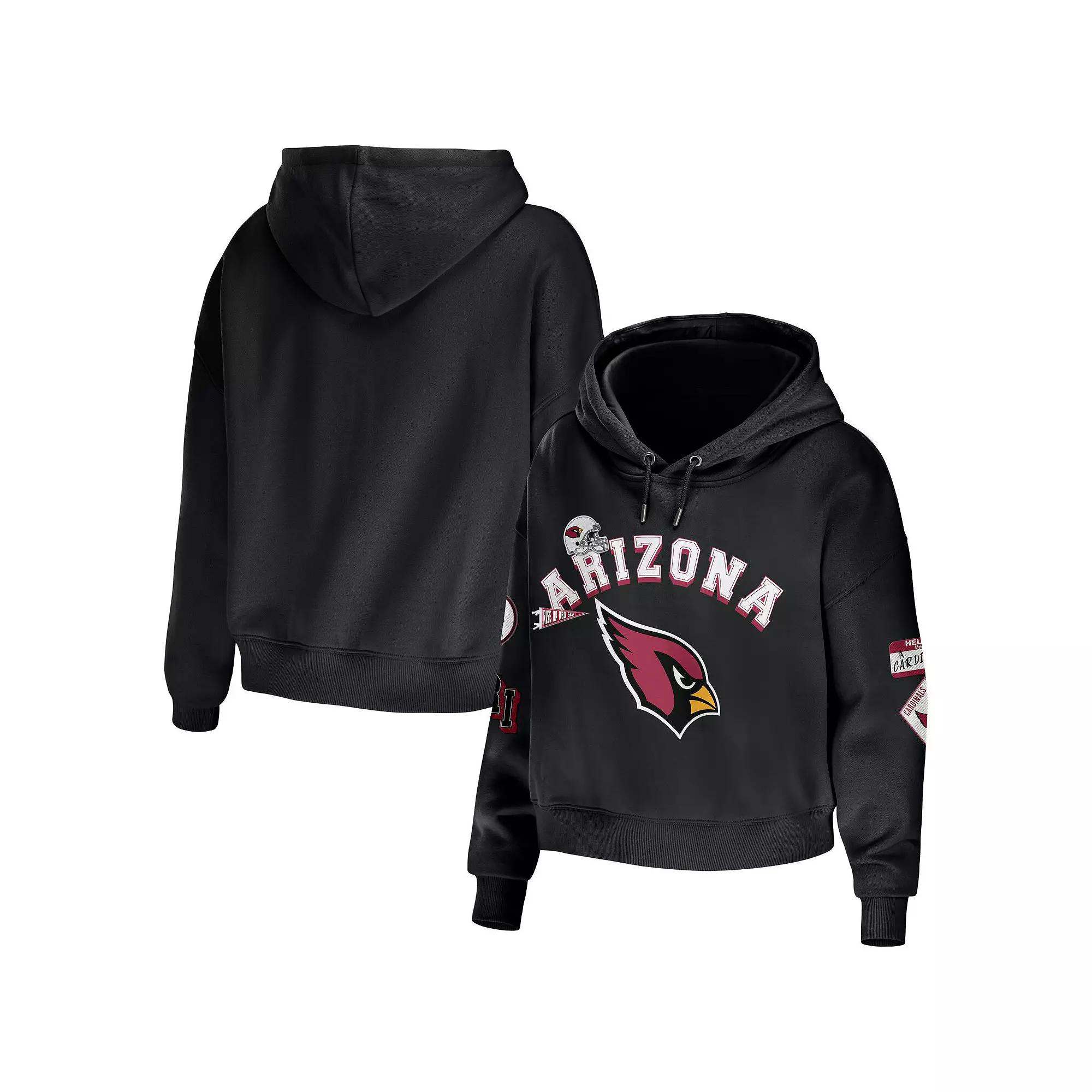 Women's WEAR by Erin Andrews Black Arizona Cardinals Modest Cropped Pullover Hoodie,  Product Image