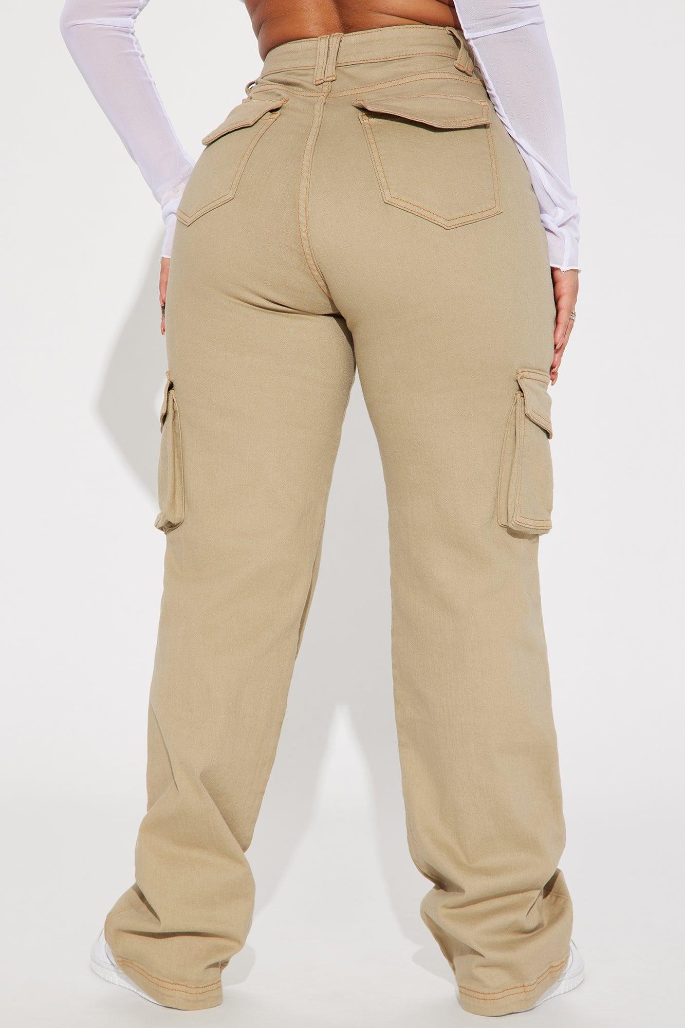 Won't Be Knocked Down Cargo Boyfriend Jeans - Khaki Product Image