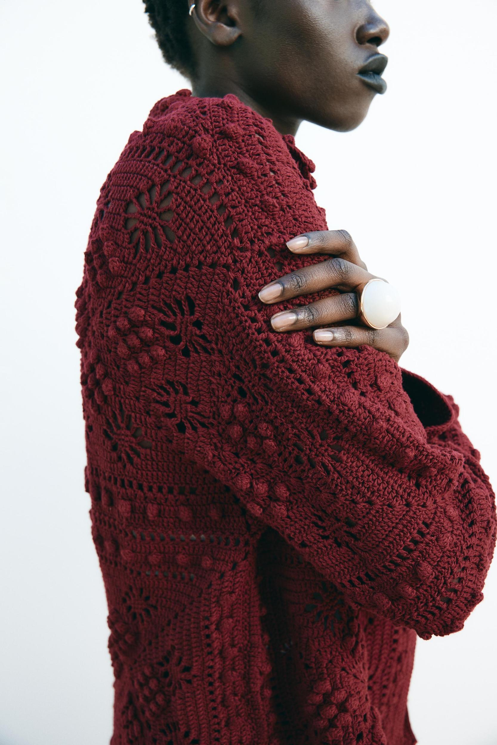 CROCHET KNIT CARDIGAN Product Image