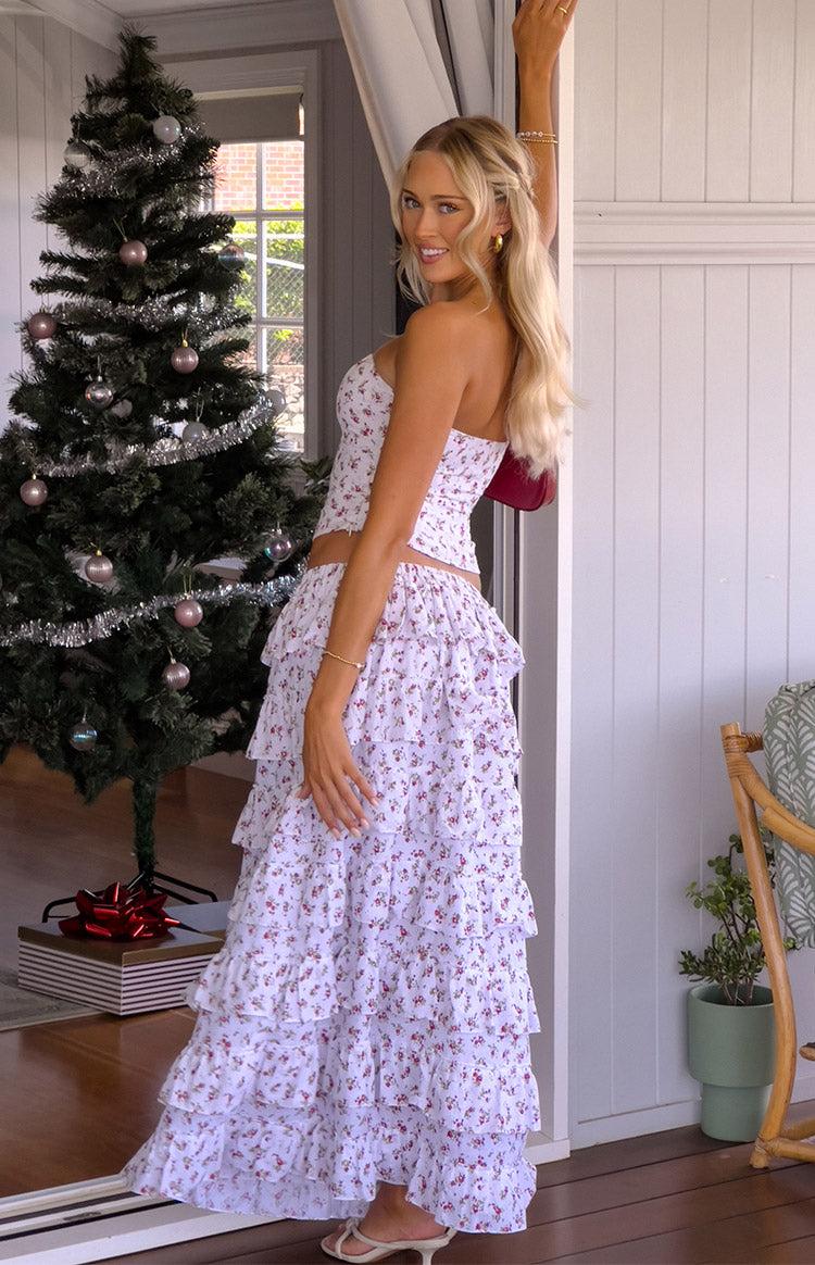 Paisley White Floral Strapless Top Girls Product Image