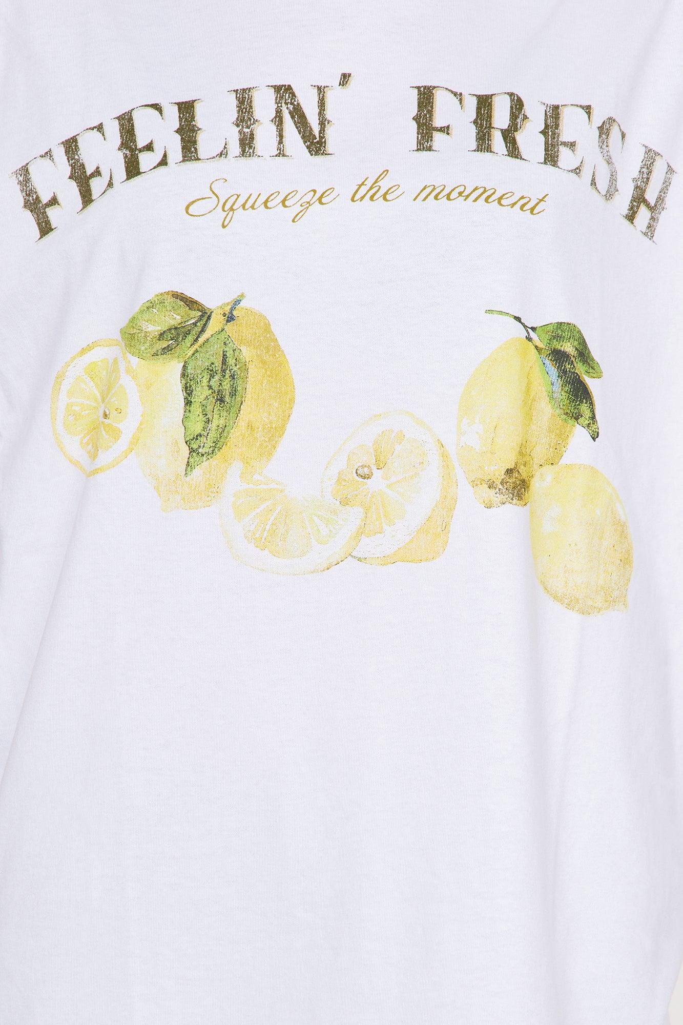 Feeling Fresh Lemonade Oversized Tee - White Product Image