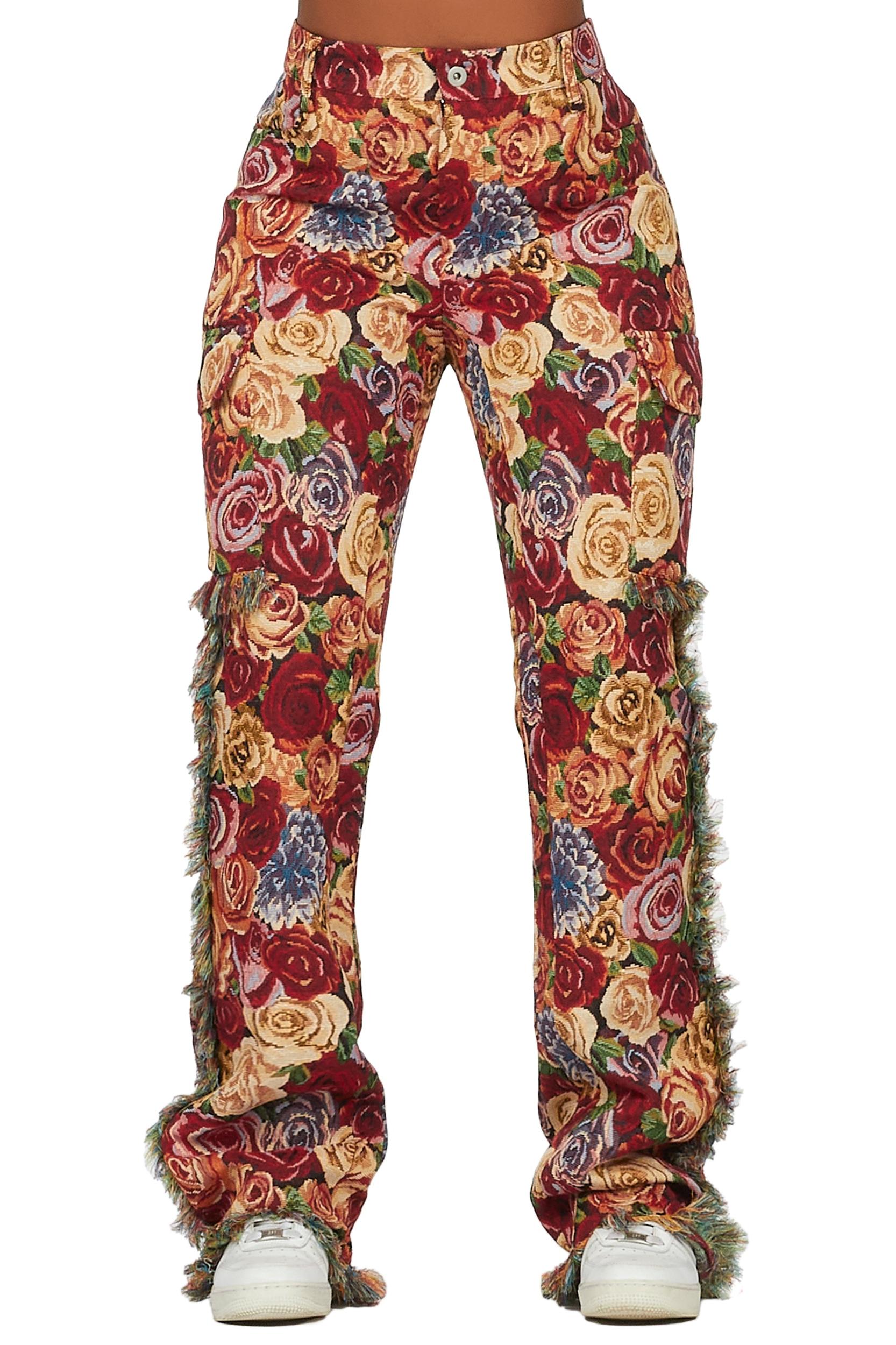 Darresha Red Floral Tapestry Stacked Pant Female Product Image